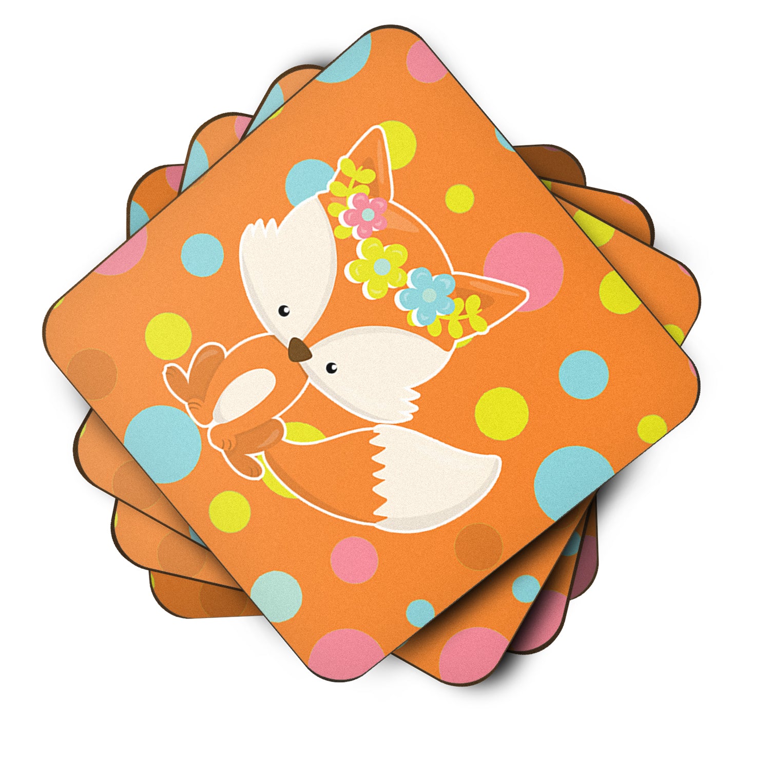 Baby Fox Flowerchild Polkadots Foam Coaster Set of 4 BB7091FC - the-store.com