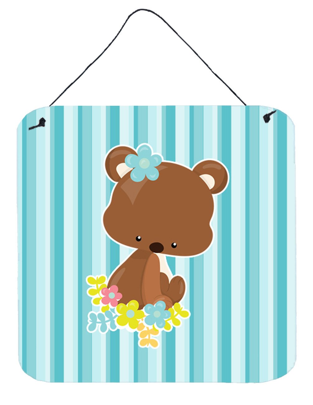 Bear with Flowers Wall or Door Hanging Prints BB7096DS66 by Caroline's Treasures