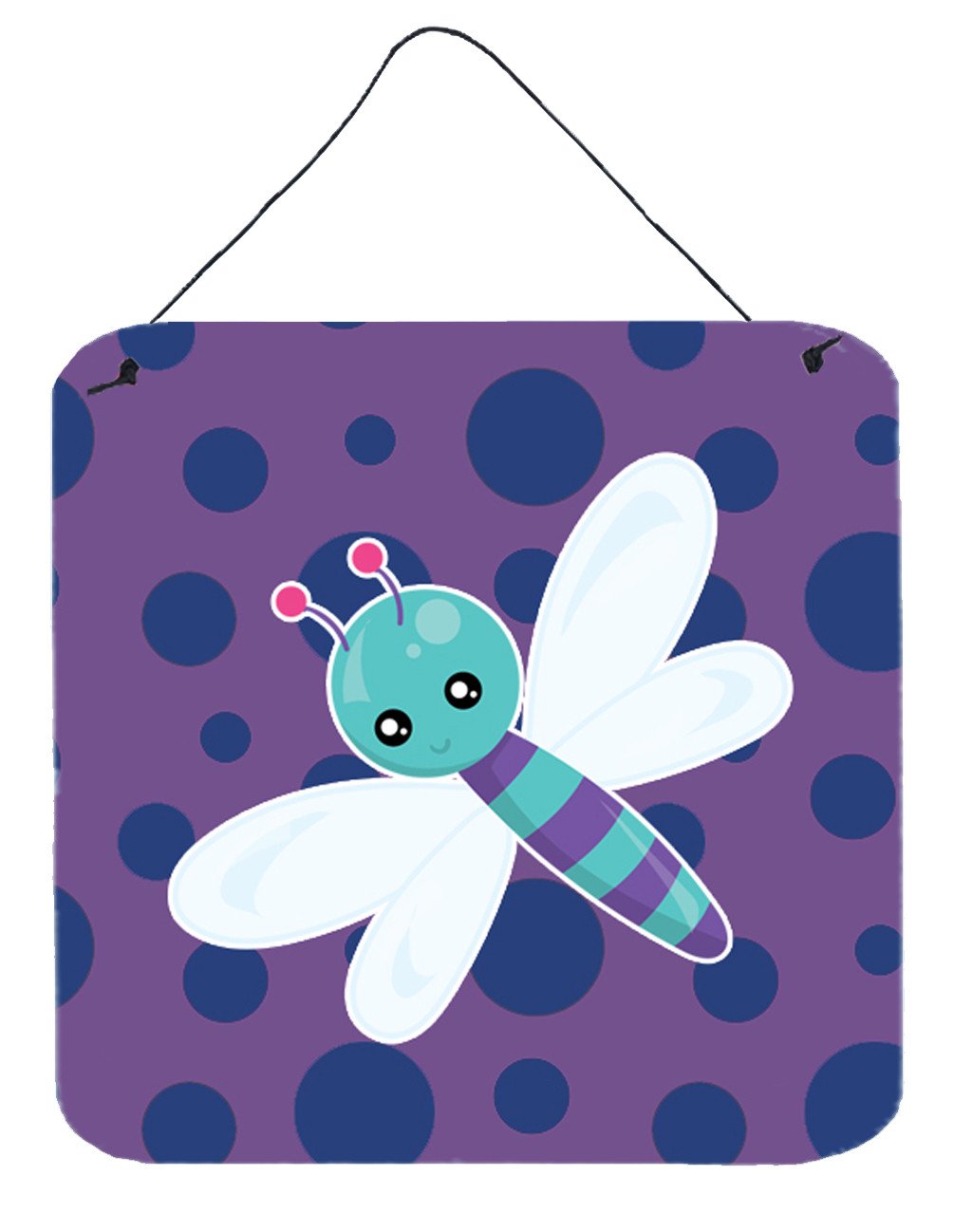 Dragonfly on Purple Polkadots Wall or Door Hanging Prints BB7099DS66 by Caroline&#39;s Treasures