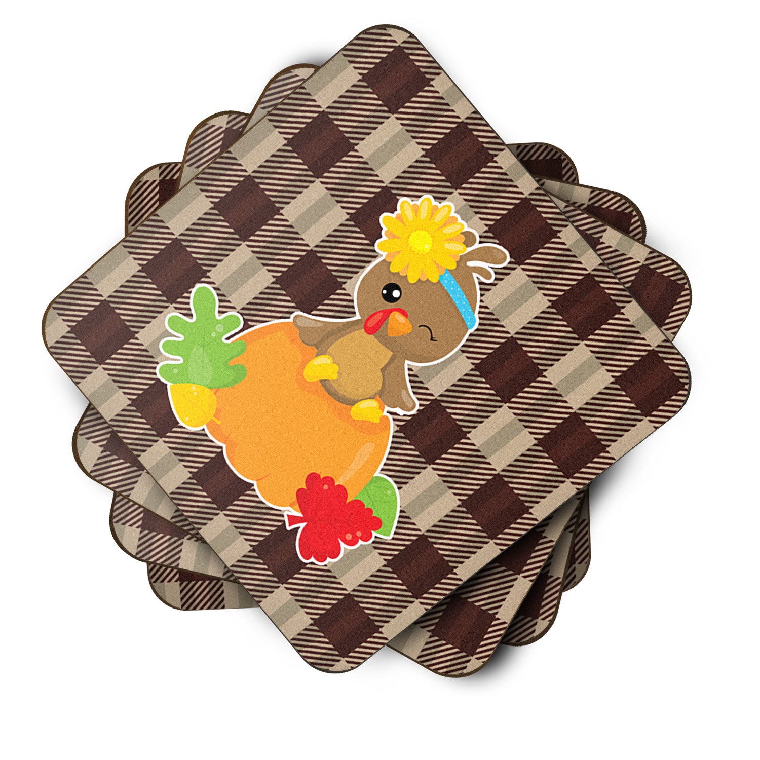 Thanksgiving Baby Turkey Foam Coaster Set of 4 BB7113FC - the-store.com