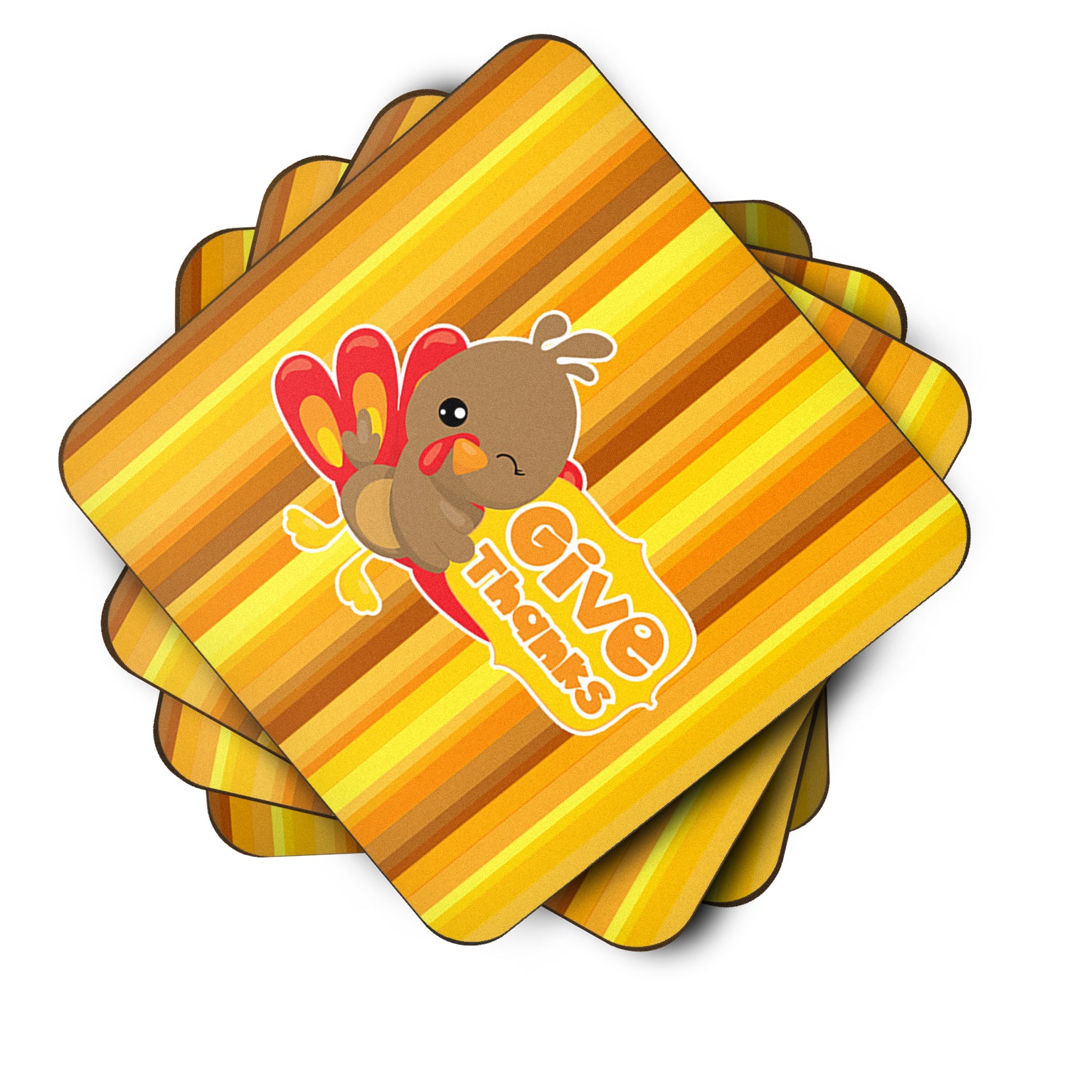 Thanksgiving Turkey Give Thanks Foam Coaster Set of 4 BB7115FC - the-store.com