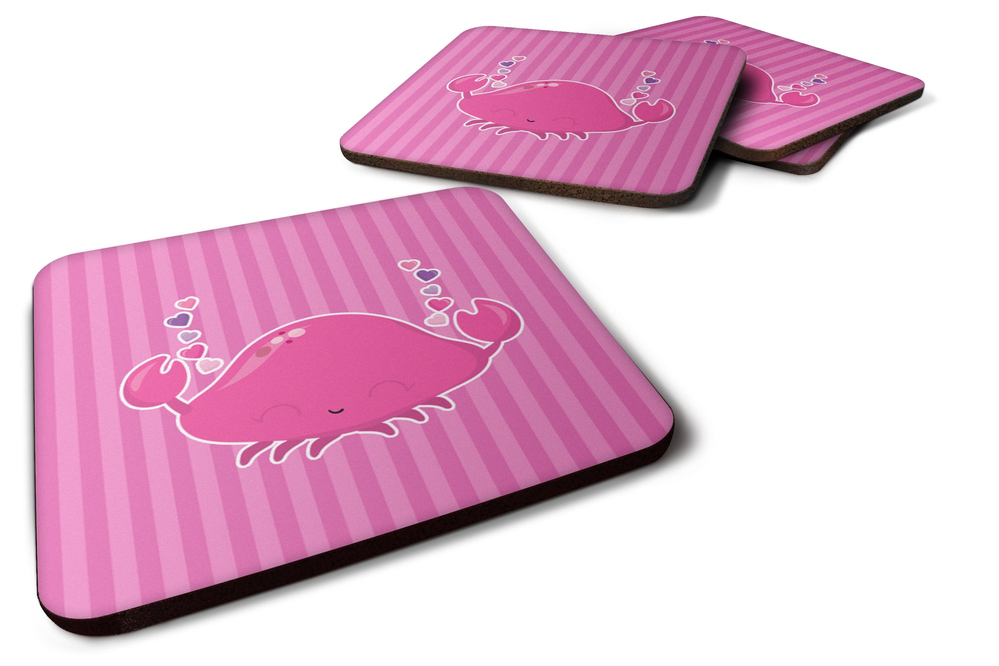 Pink Crab Foam Coaster Set of 4 BB7129FC - the-store.com