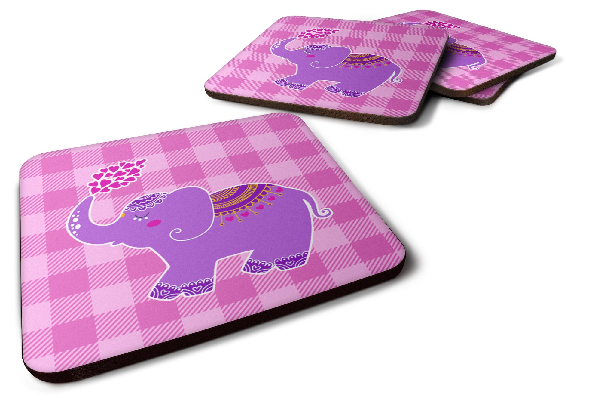 Purple Elephant Foam Coaster Set of 4 BB7161FC - the-store.com