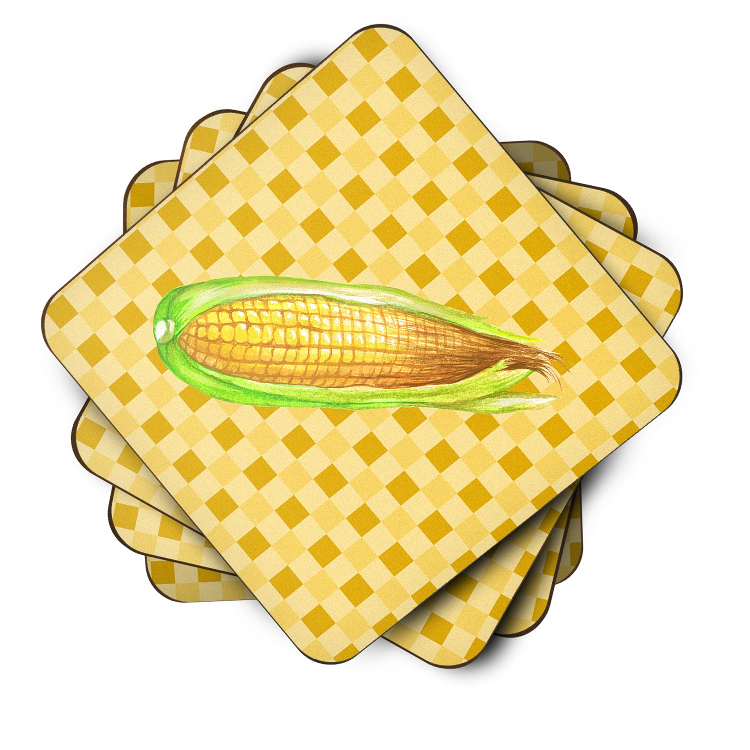 Corn on Basketweave Foam Coaster Set of 4 BB7198FC - the-store.com