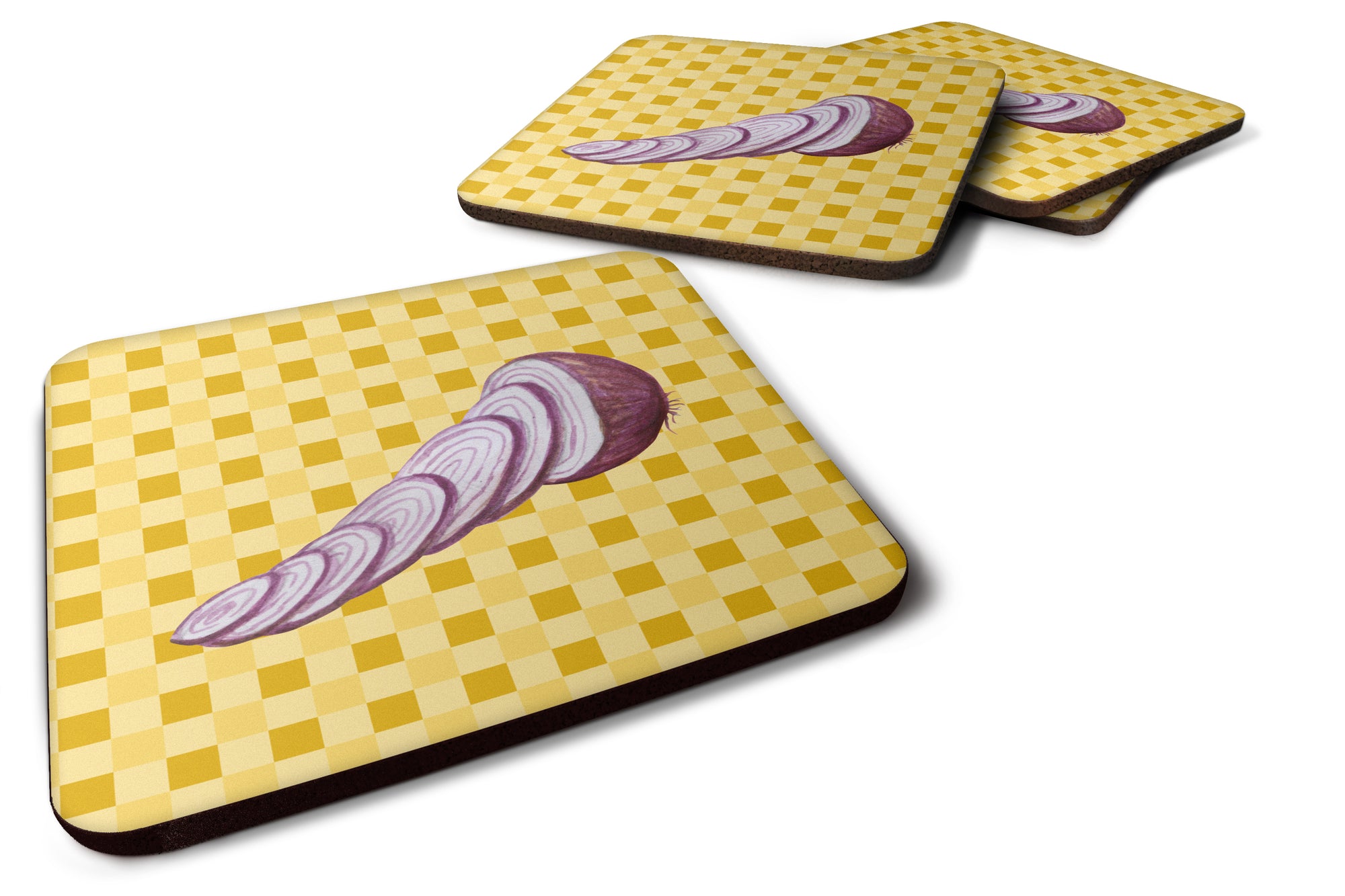 Red Onion on Basketweave Foam Coaster Set of 4 BB7211FC - the-store.com