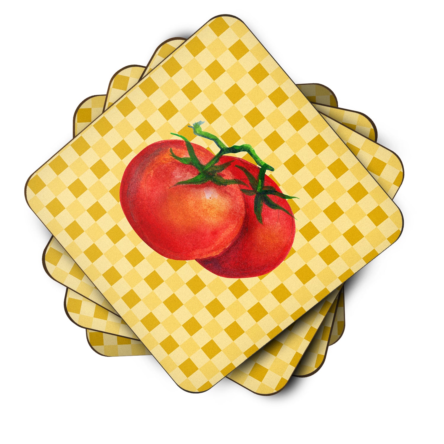 Tomato on Basketweave Foam Coaster Set of 4 BB7215FC - the-store.com