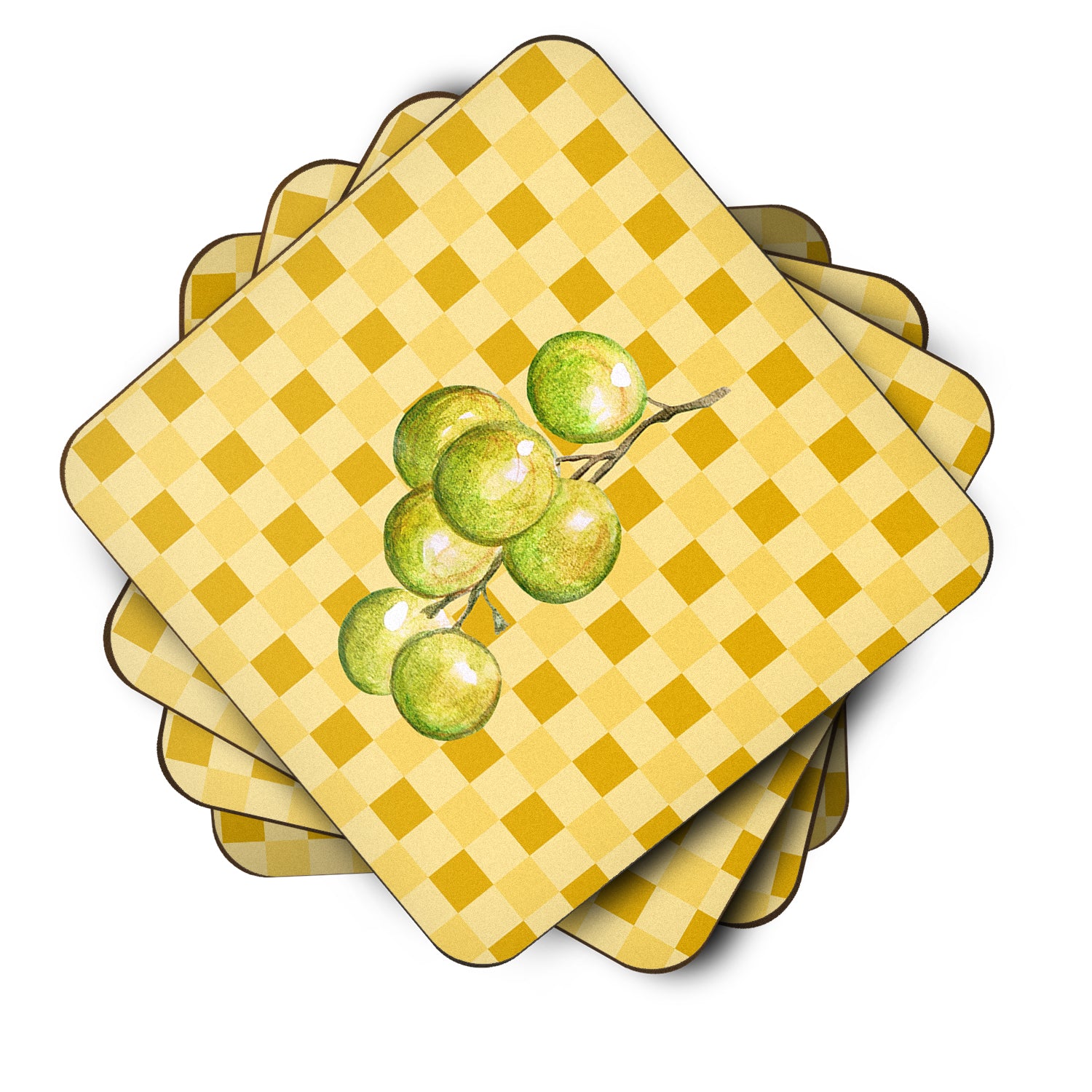White Grapes on Basketweave Foam Coaster Set of 4 BB7226FC - the-store.com