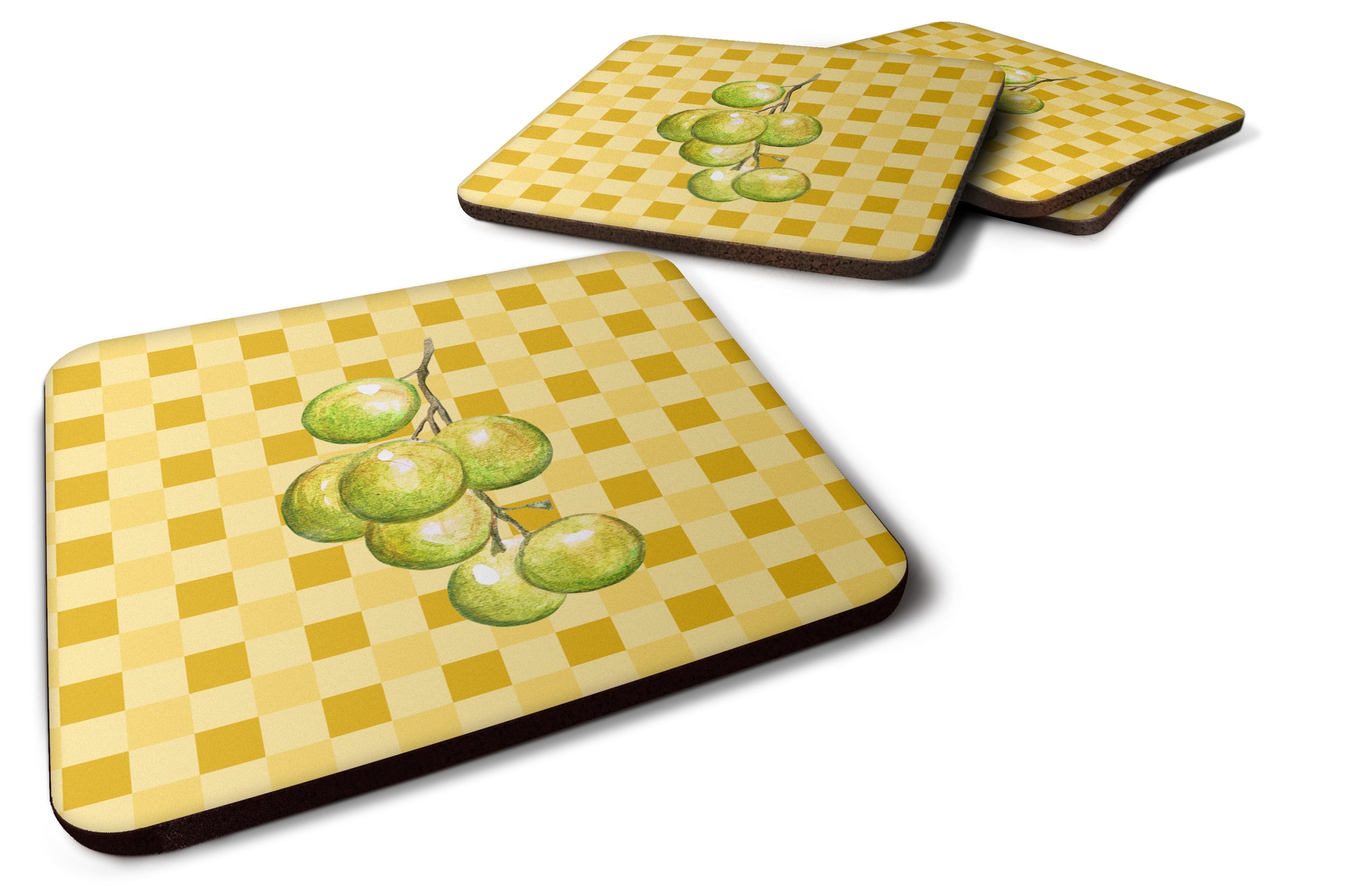 White Grapes on Basketweave Foam Coaster Set of 4 BB7226FC - the-store.com