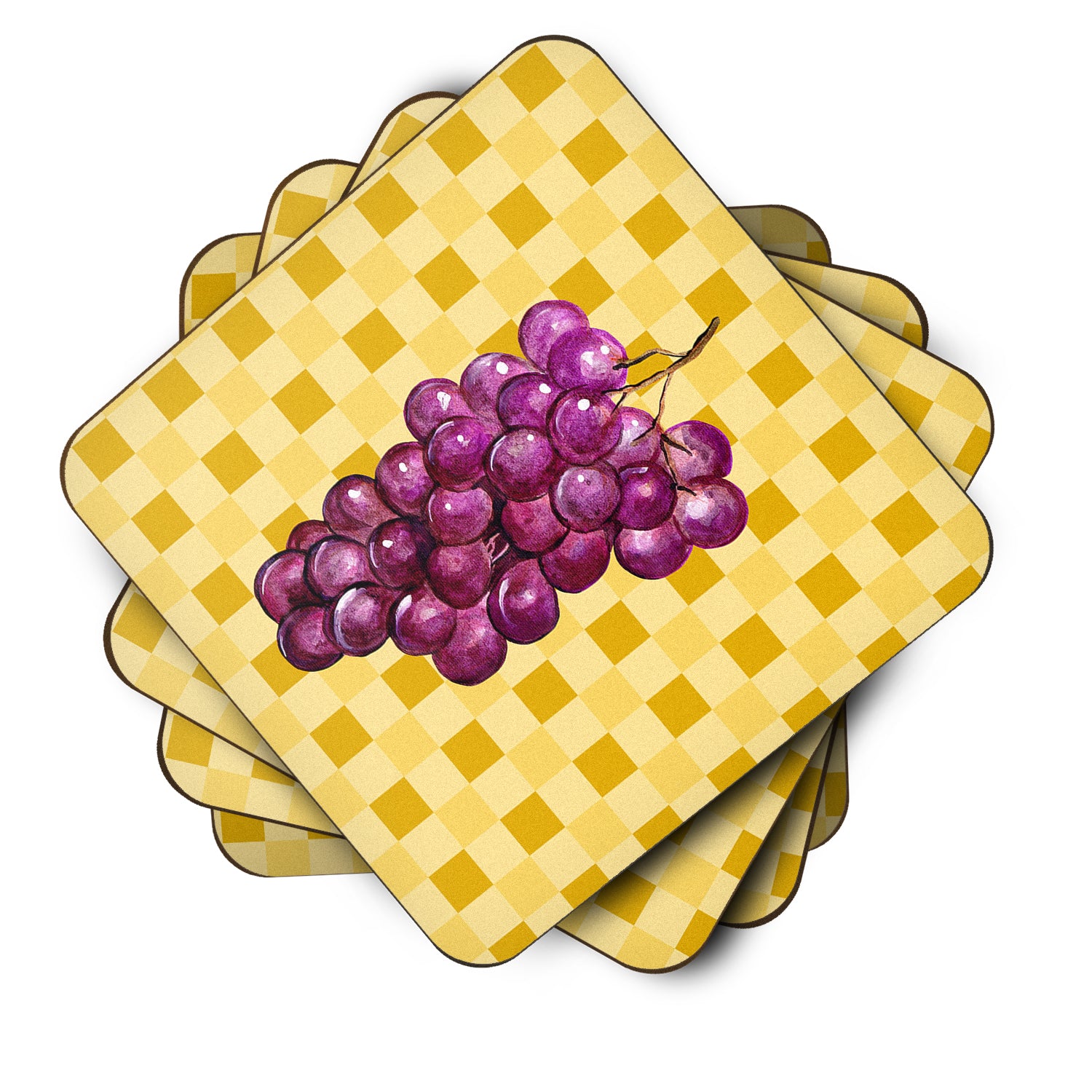 Grapes on Basketweave Foam Coaster Set of 4 BB7227FC - the-store.com
