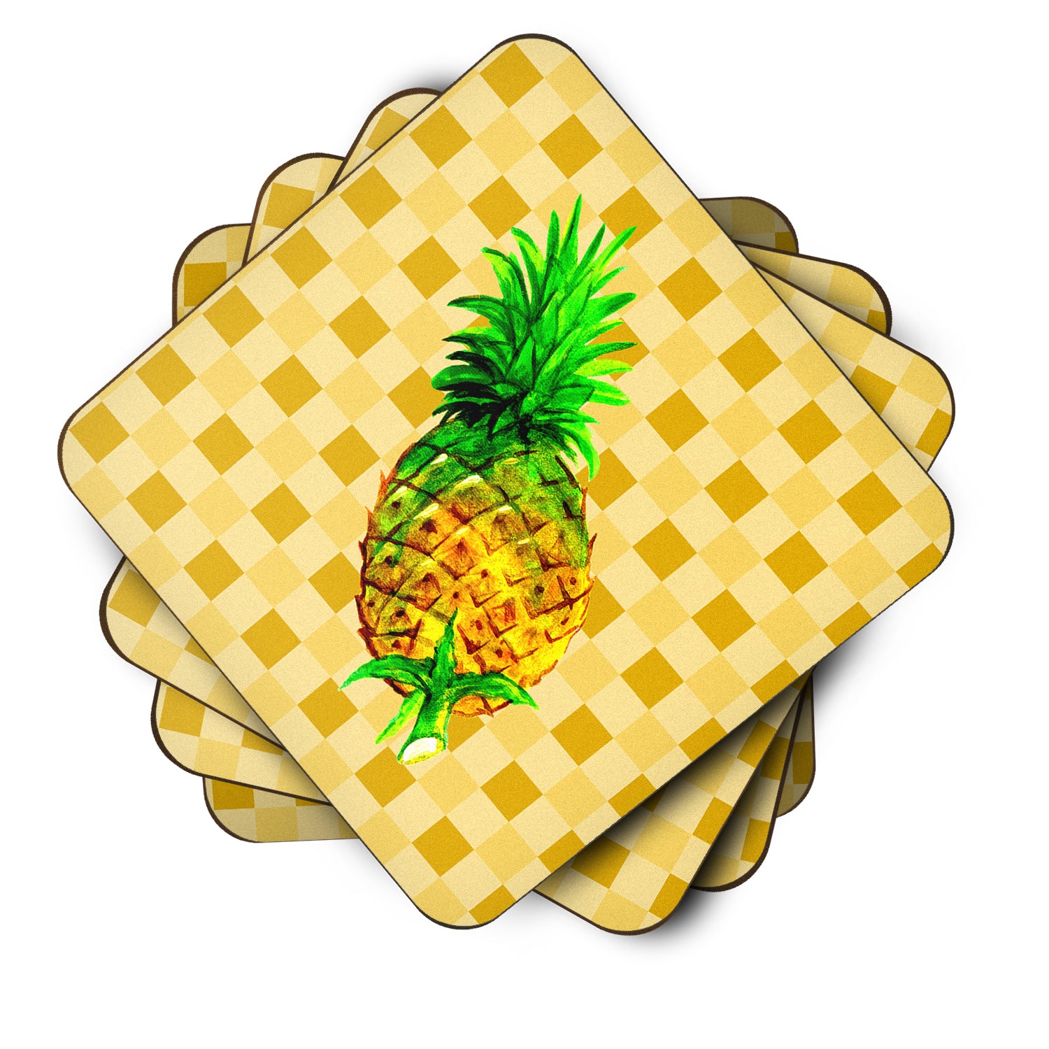 Whole Pineapple on Basketweave Foam Coaster Set of 4 BB7245FC - the-store.com