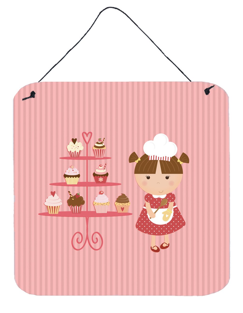 Cupcake Baker Brunette Pink Wall or Door Hanging Prints BB7254DS66 by Caroline&#39;s Treasures