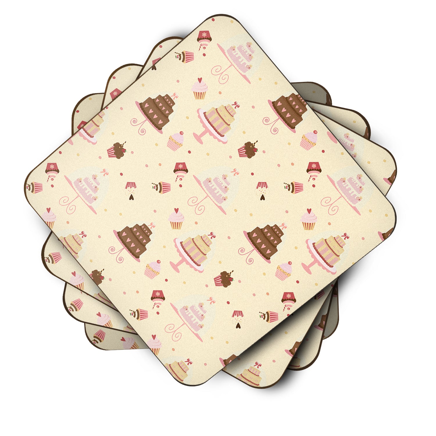 Cakes and Cupcakes Foam Coaster Set of 4 BB7310FC - the-store.com