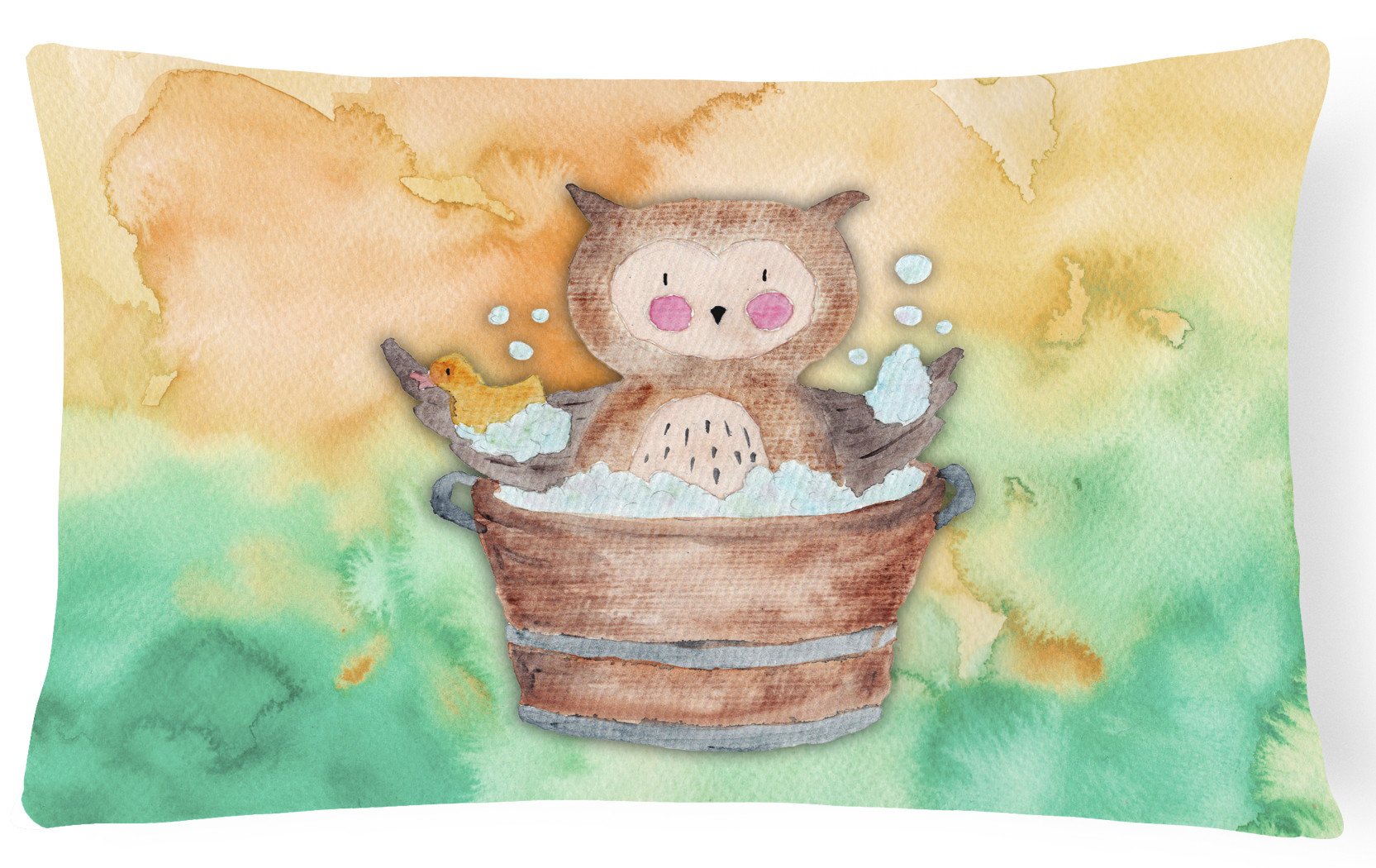 Owl Bathing Watercolor Canvas Fabric Decorative Pillow BB7342PW1216 by Caroline's Treasures