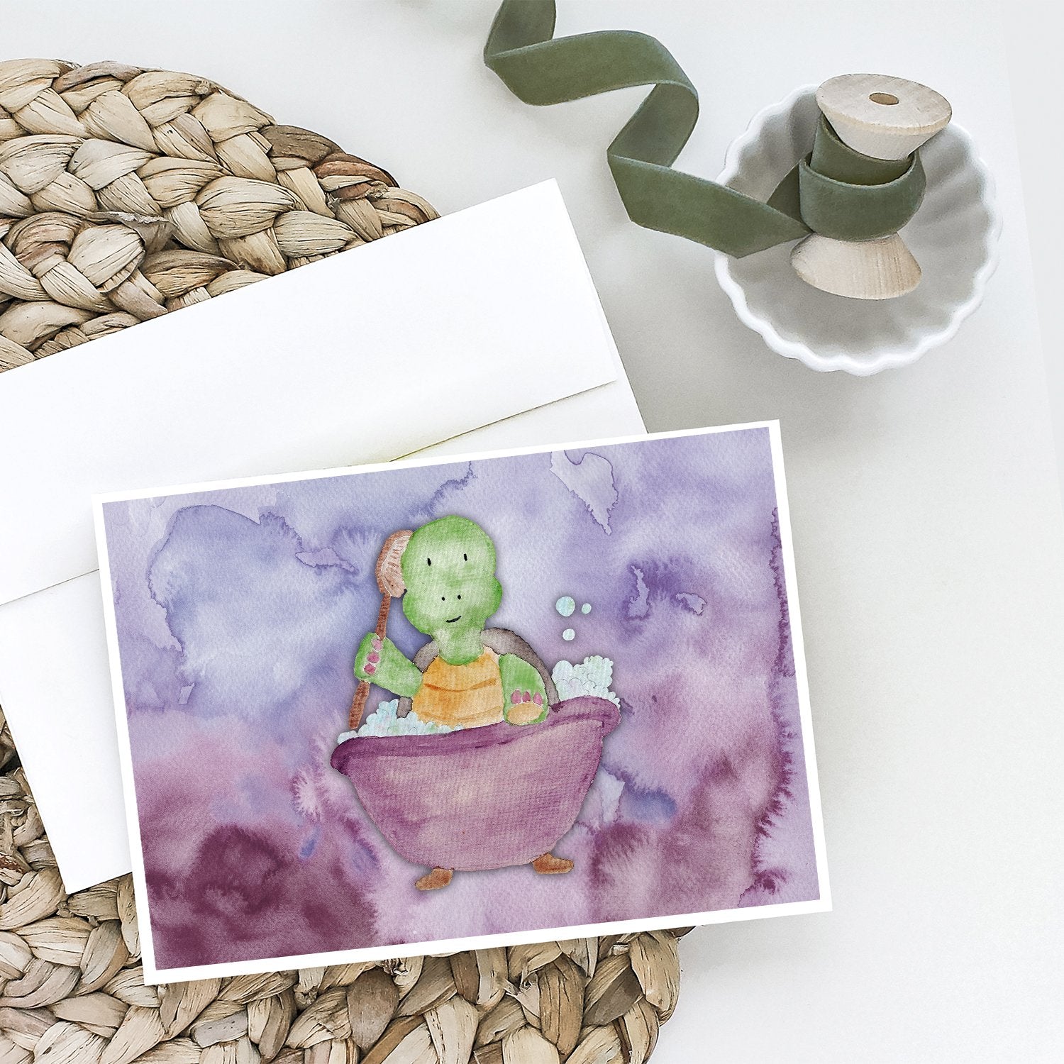 Turtle Bathing Watercolor Greeting Cards and Envelopes Pack of 8 - the-store.com