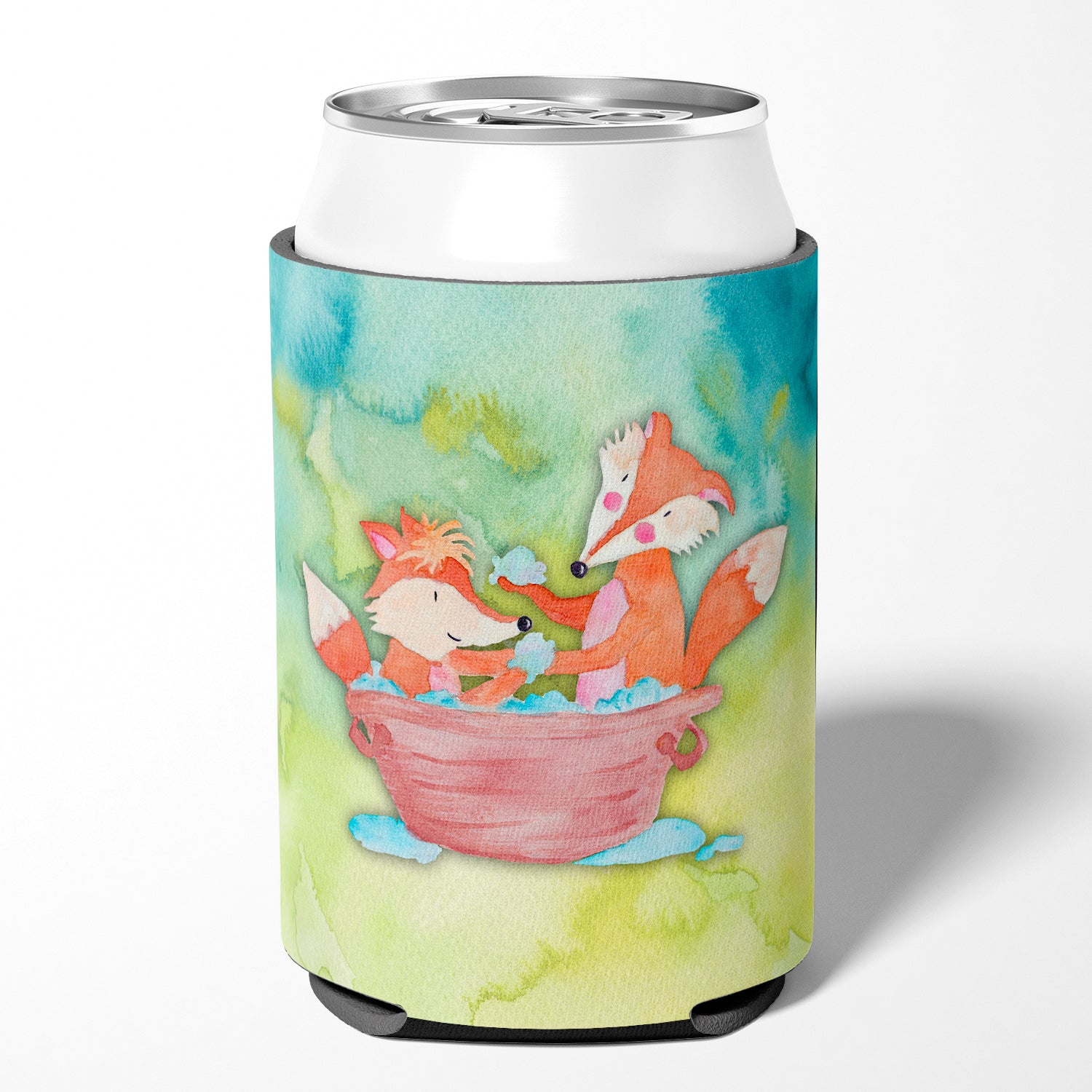 Foxes Bathing Watercolor Can or Bottle Hugger BB7350CC