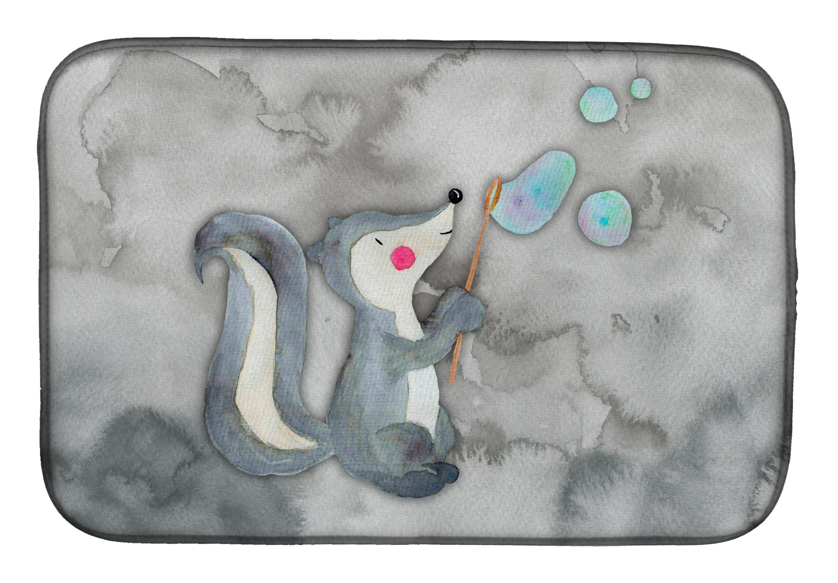 Skunk and Bubbles Watercolor Dish Drying Mat BB7352DDM