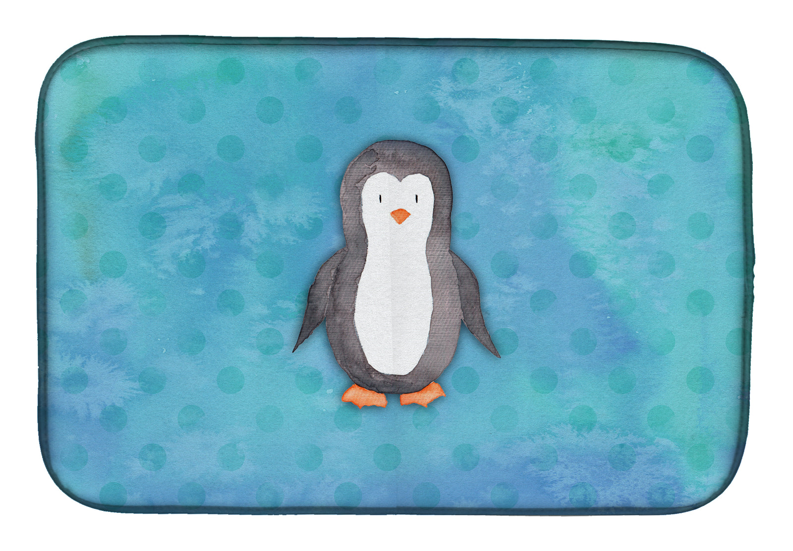 Polkadot Penguin Watercolor Dish Drying Mat BB7376DDM
