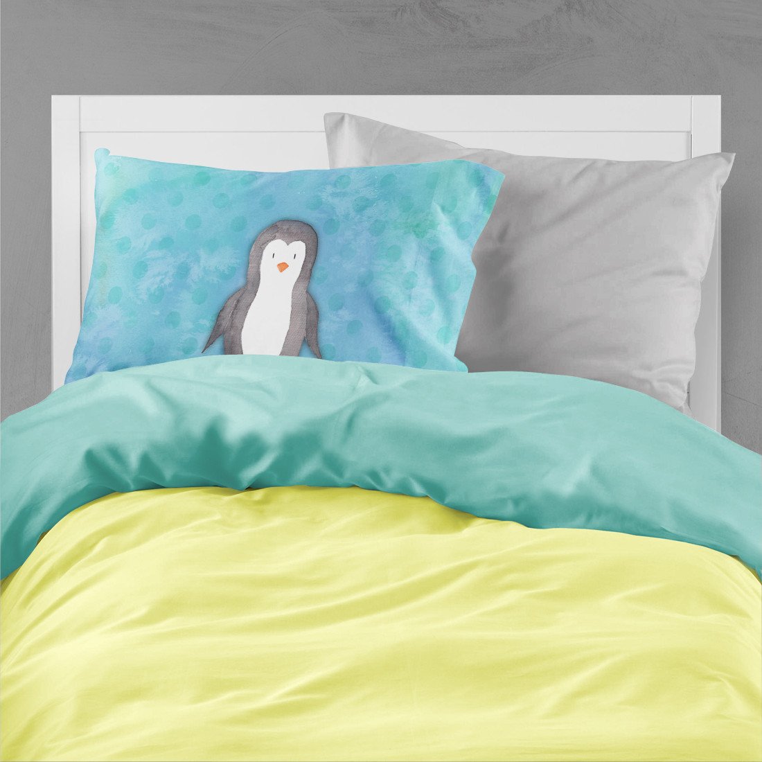 Polkadot Penguin Watercolor Fabric Standard Pillowcase BB7376PILLOWCASE by Caroline's Treasures