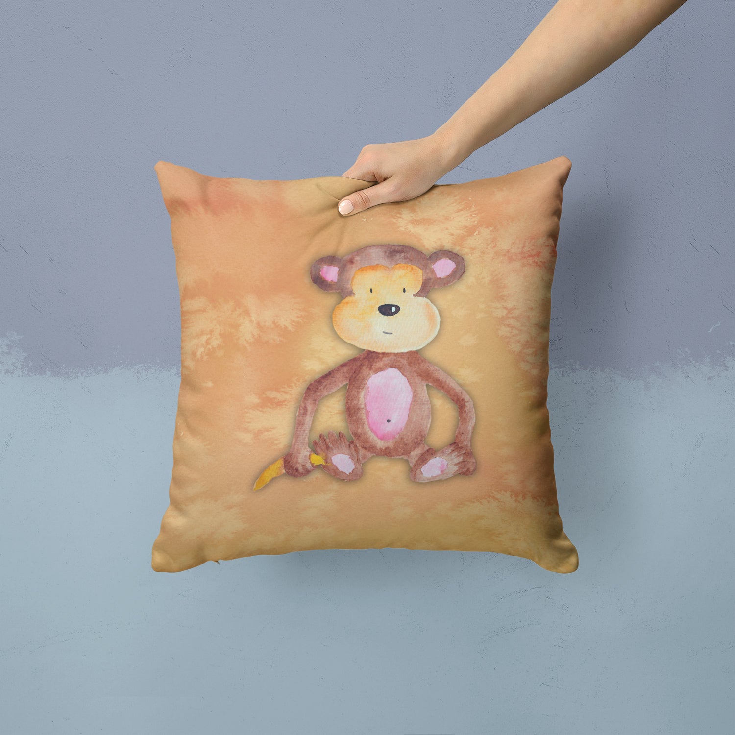 Monkey Watercolor Fabric Decorative Pillow BB7380PW1414 - the-store.com