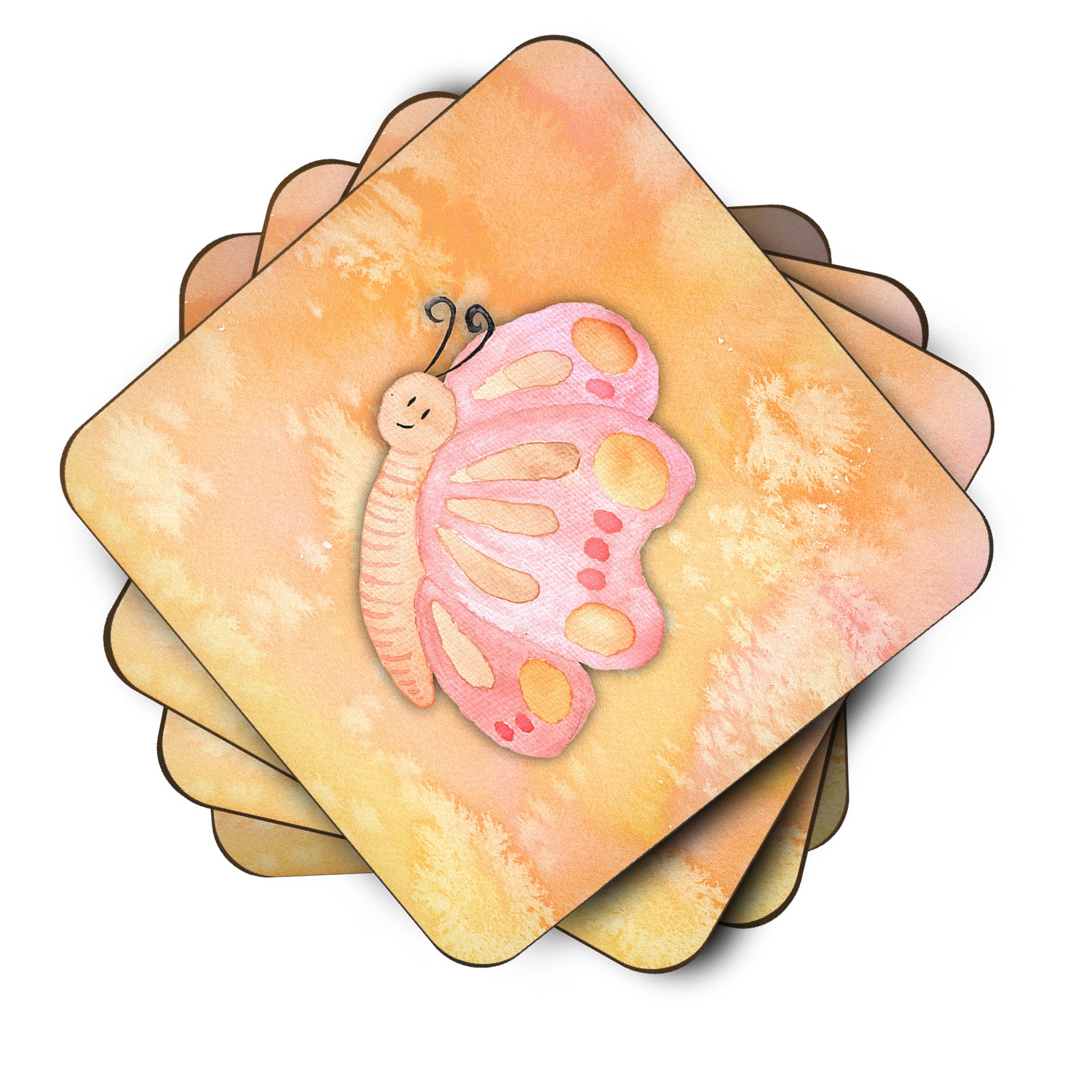 Butterfly Watercolor Foam Coaster Set of 4 BB7384FC - the-store.com