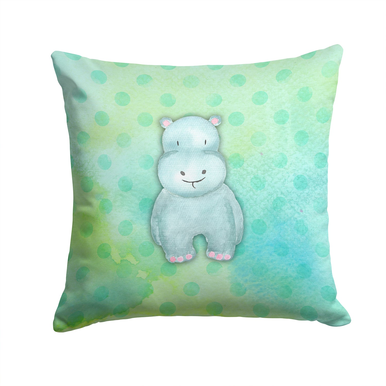 Polkadot Hippopotamus Watercolor Fabric Decorative Pillow BB7389PW1414 - the-store.com