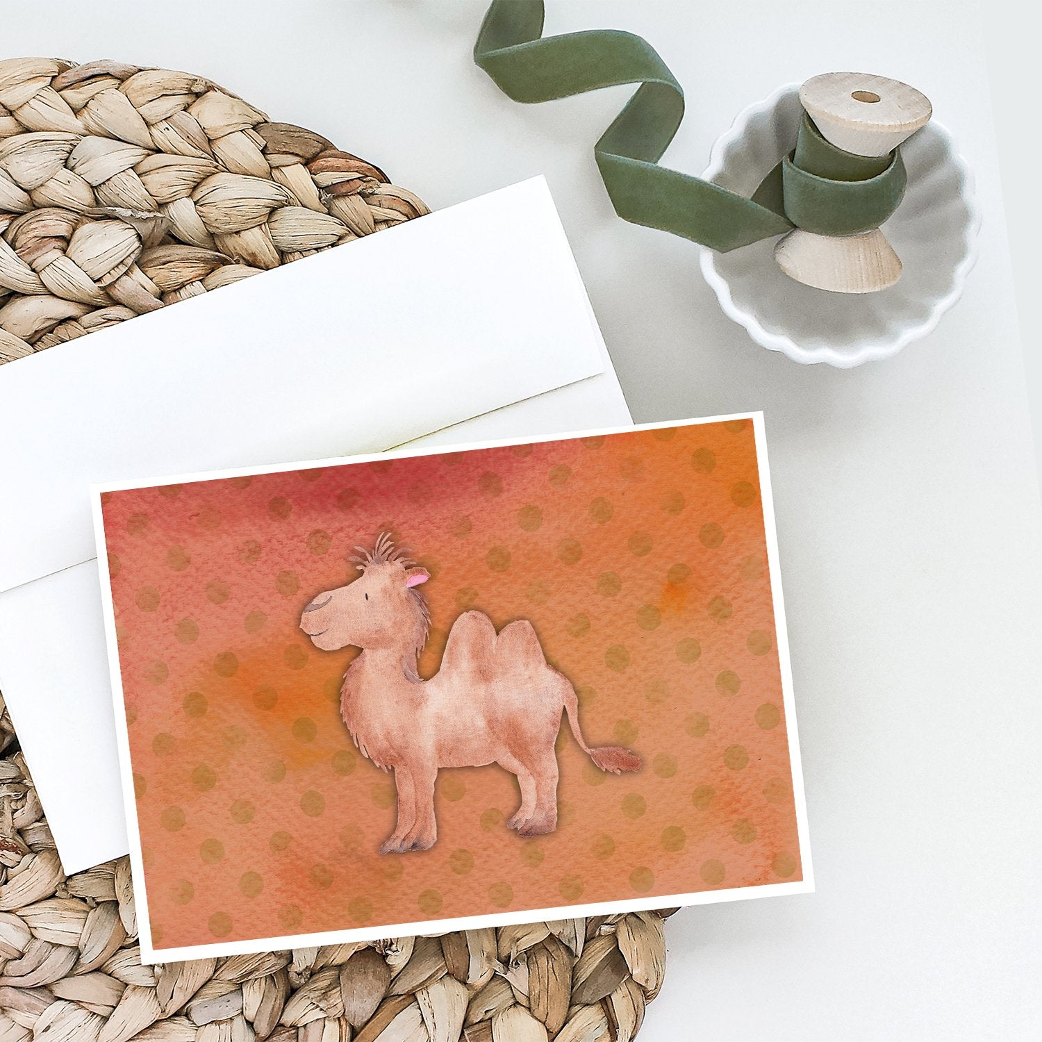 Polkadot Camel Watercolor Greeting Cards and Envelopes Pack of 8 - the-store.com