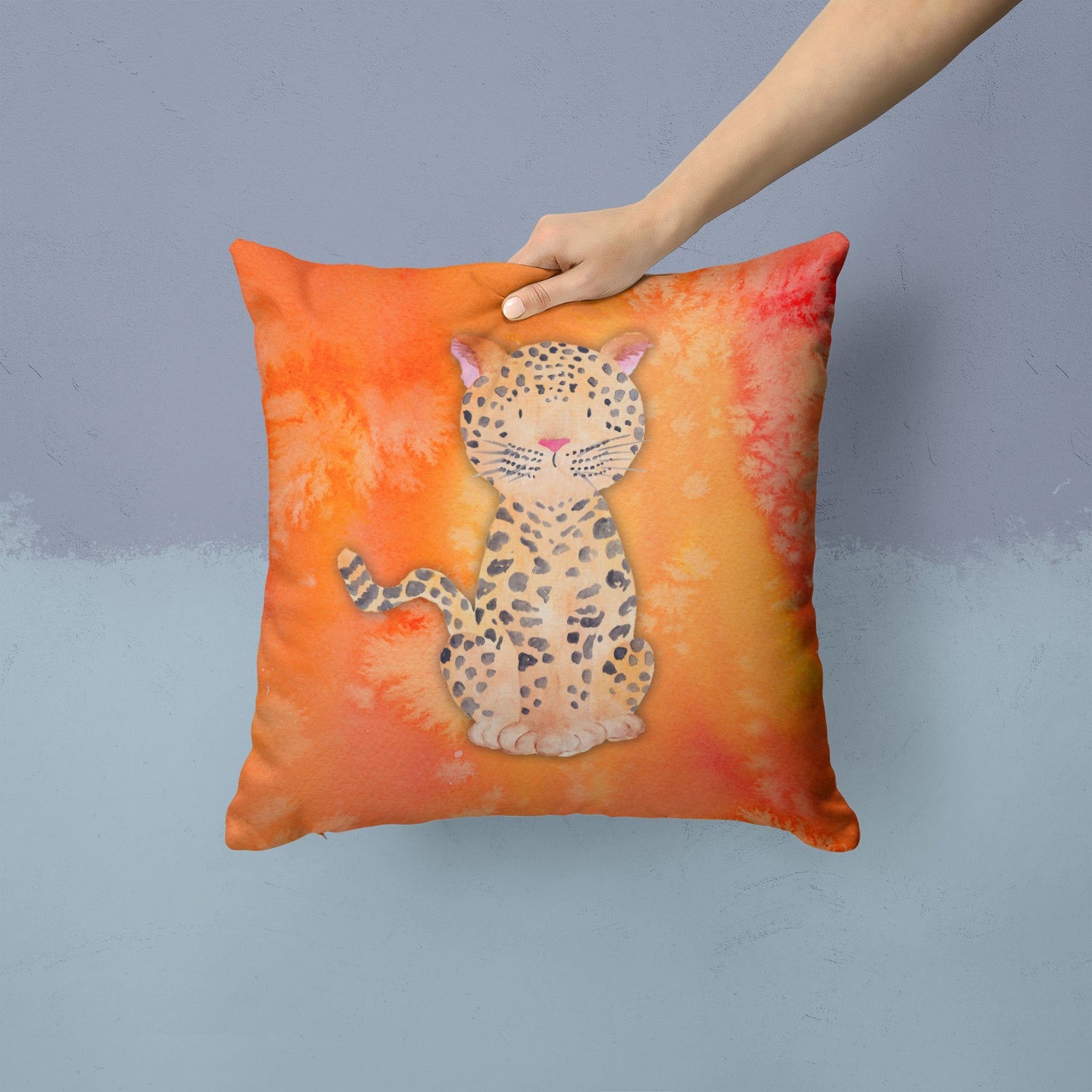Leopard Watercolor Fabric Decorative Pillow BB7396PW1414 - the-store.com