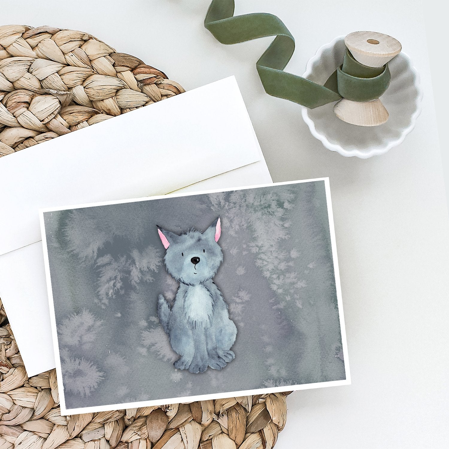 Buy this Wolf Watercolor Greeting Cards and Envelopes Pack of 8