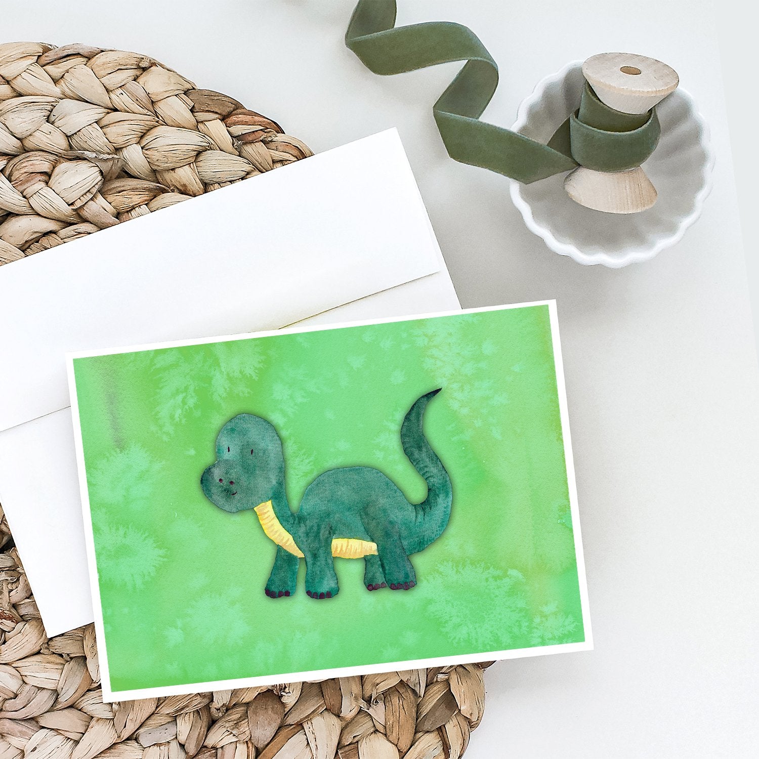 Brontosaurus Watercolor Greeting Cards and Envelopes Pack of 8 - the-store.com