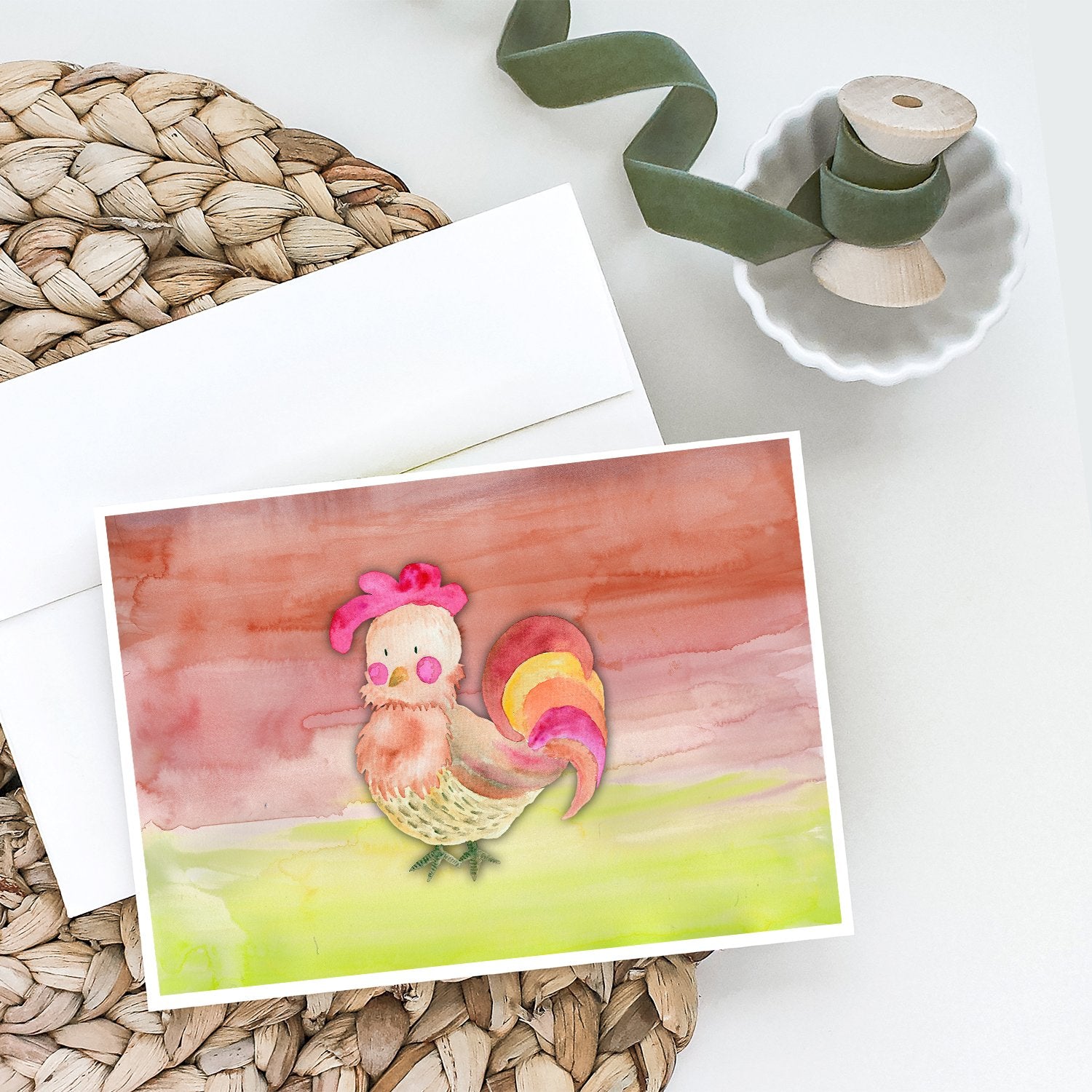 Buy this Rooster Watercolor Greeting Cards and Envelopes Pack of 8