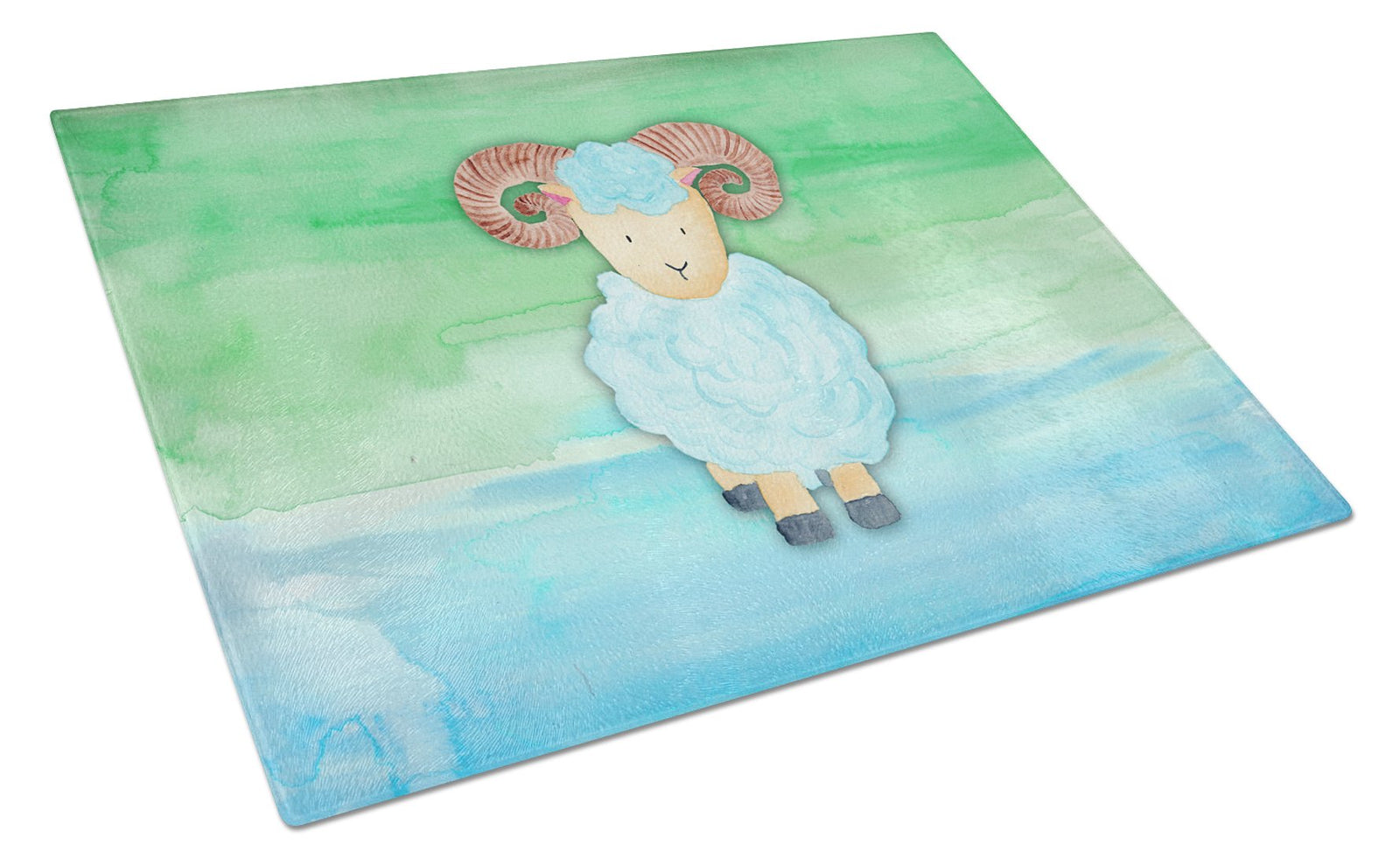 Ram Sheep Watercolor Glass Cutting Board Large BB7418LCB by Caroline's Treasures