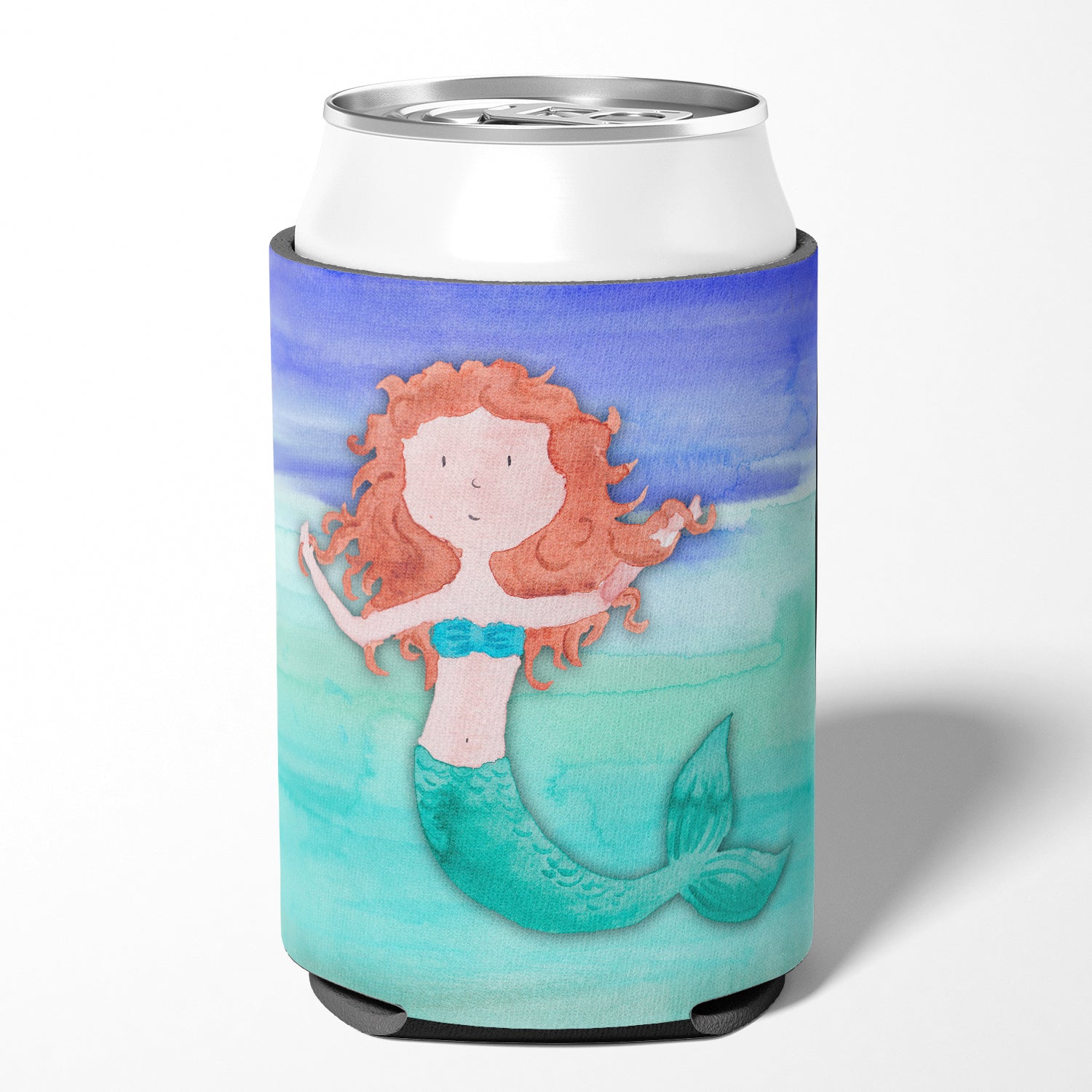 Ginger Mermaid Watercolor Can or Bottle Hugger BB7421CC