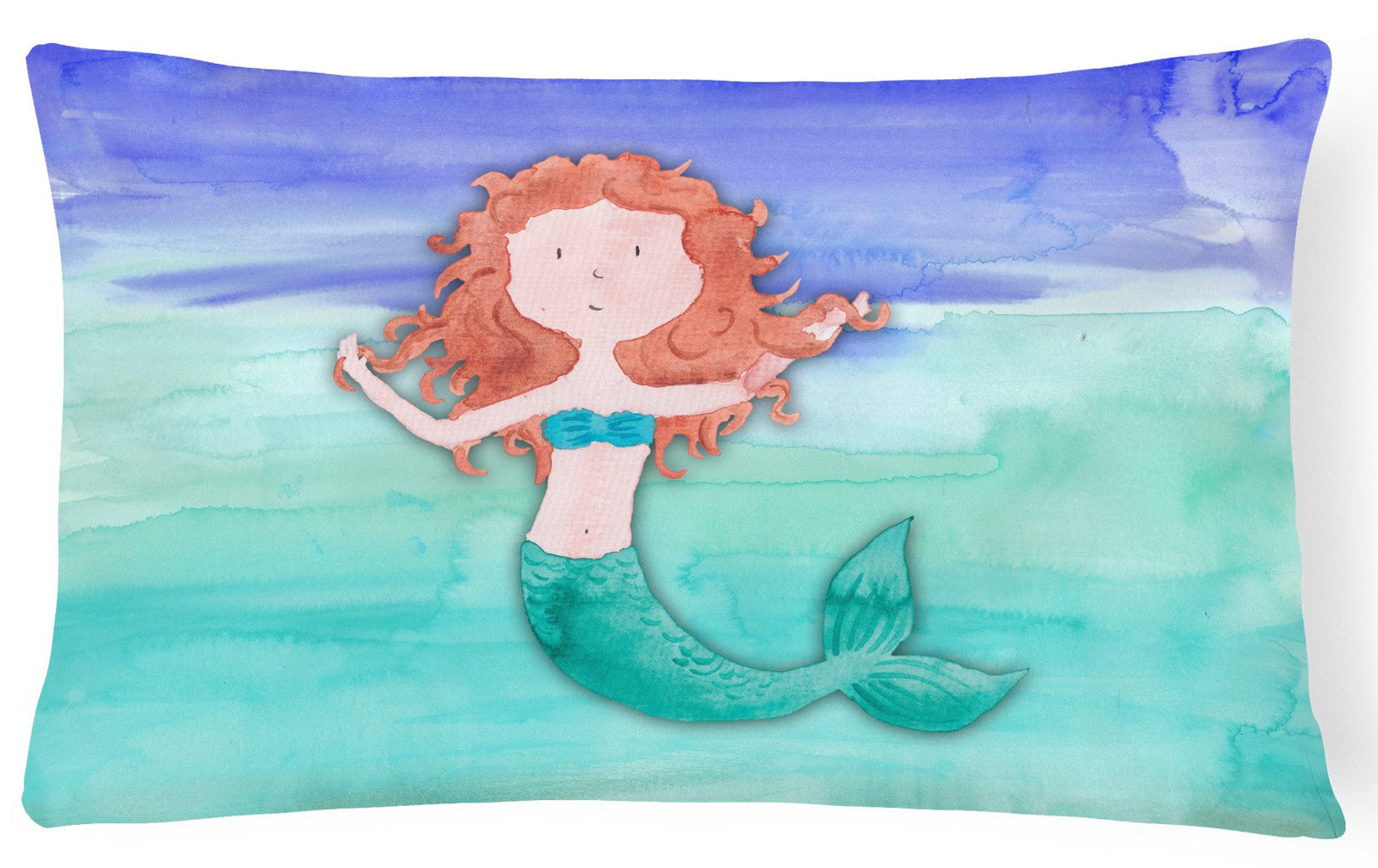 Ginger Mermaid Watercolor Canvas Fabric Decorative Pillow BB7421PW1216 by Caroline's Treasures