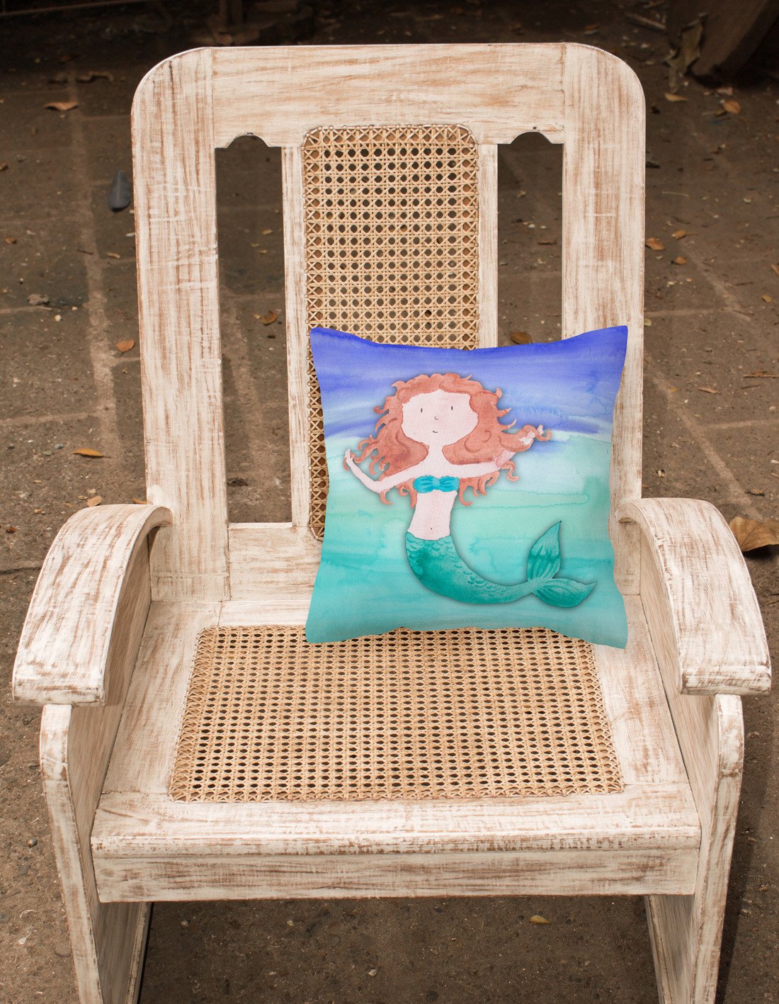 Ginger Mermaid Watercolor Fabric Decorative Pillow BB7421PW1818 by Caroline's Treasures