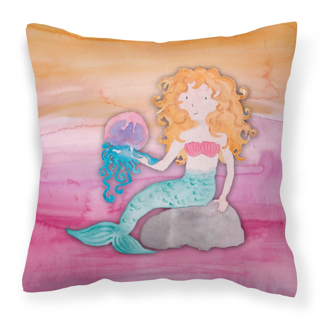 Blonde Mermaid Watercolor Fabric Decorative Pillow BB7423PW1818 by Caroline's Treasures
