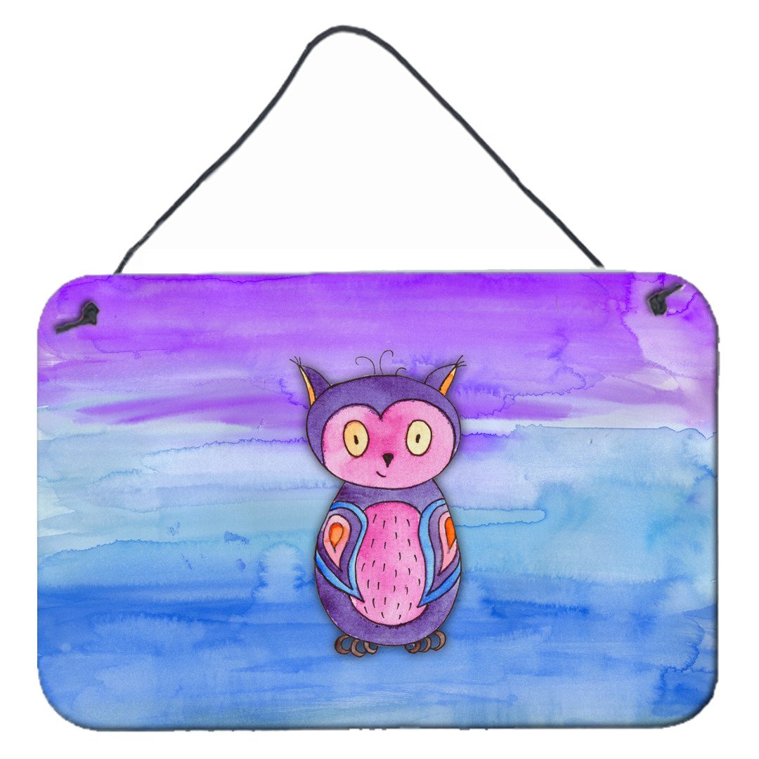 Pink and Purple Owl Watercolor Wall or Door Hanging Prints BB7427DS812 by Caroline's Treasures