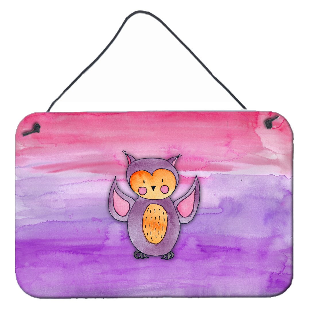 Pink and Purple Owl Watercolor Wall or Door Hanging Prints BB7428DS812 by Caroline's Treasures