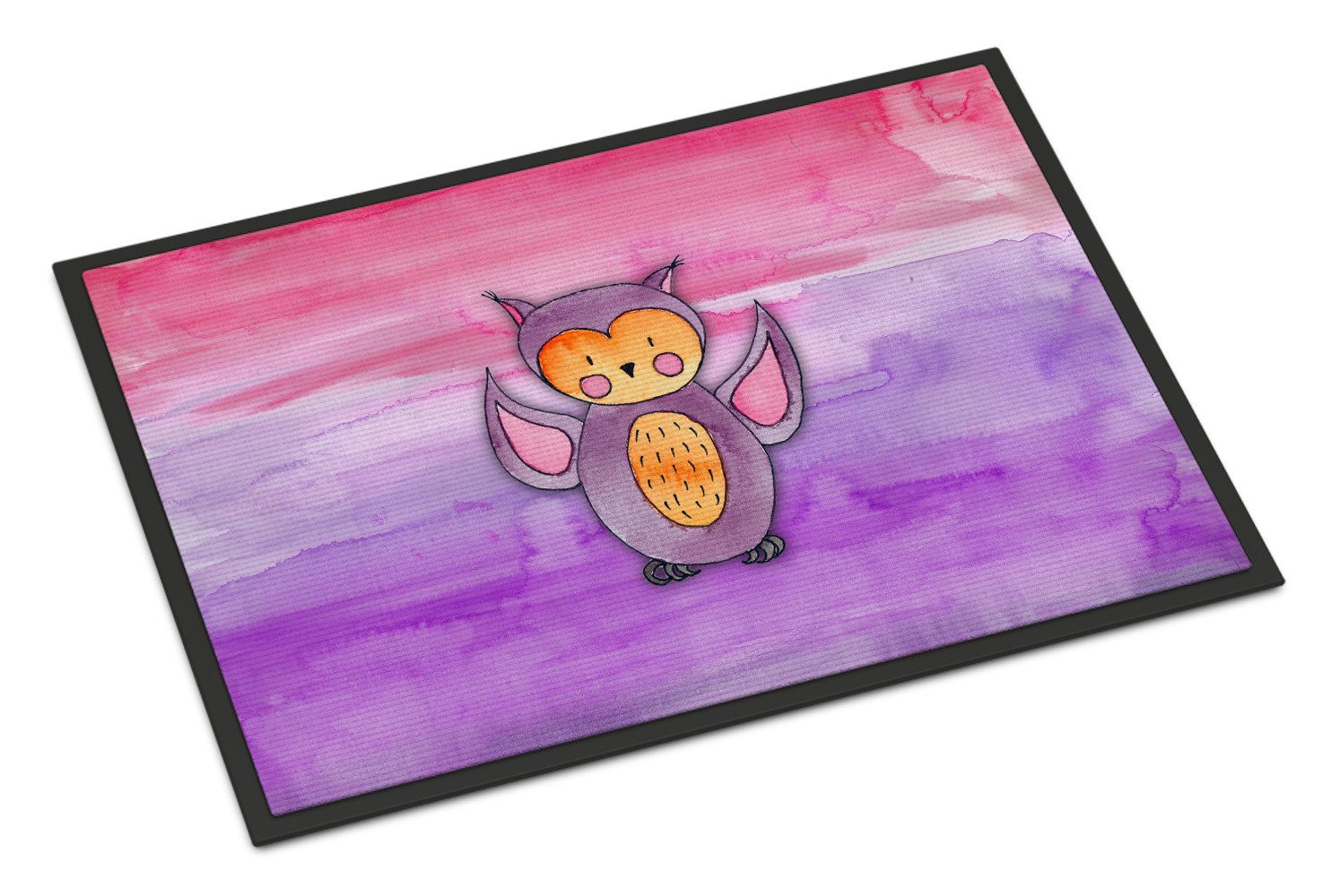 Pink and Purple Owl Watercolor Indoor or Outdoor Mat 24x36 BB7428JMAT by Caroline's Treasures