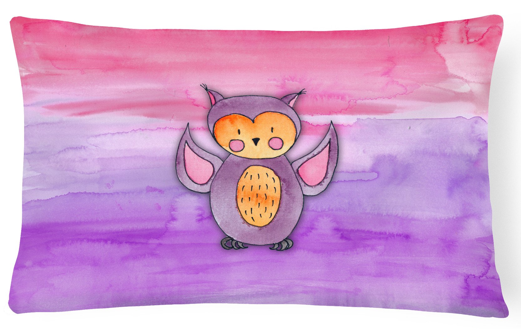 Pink and Purple Owl Watercolor Canvas Fabric Decorative Pillow BB7428PW1216 by Caroline's Treasures