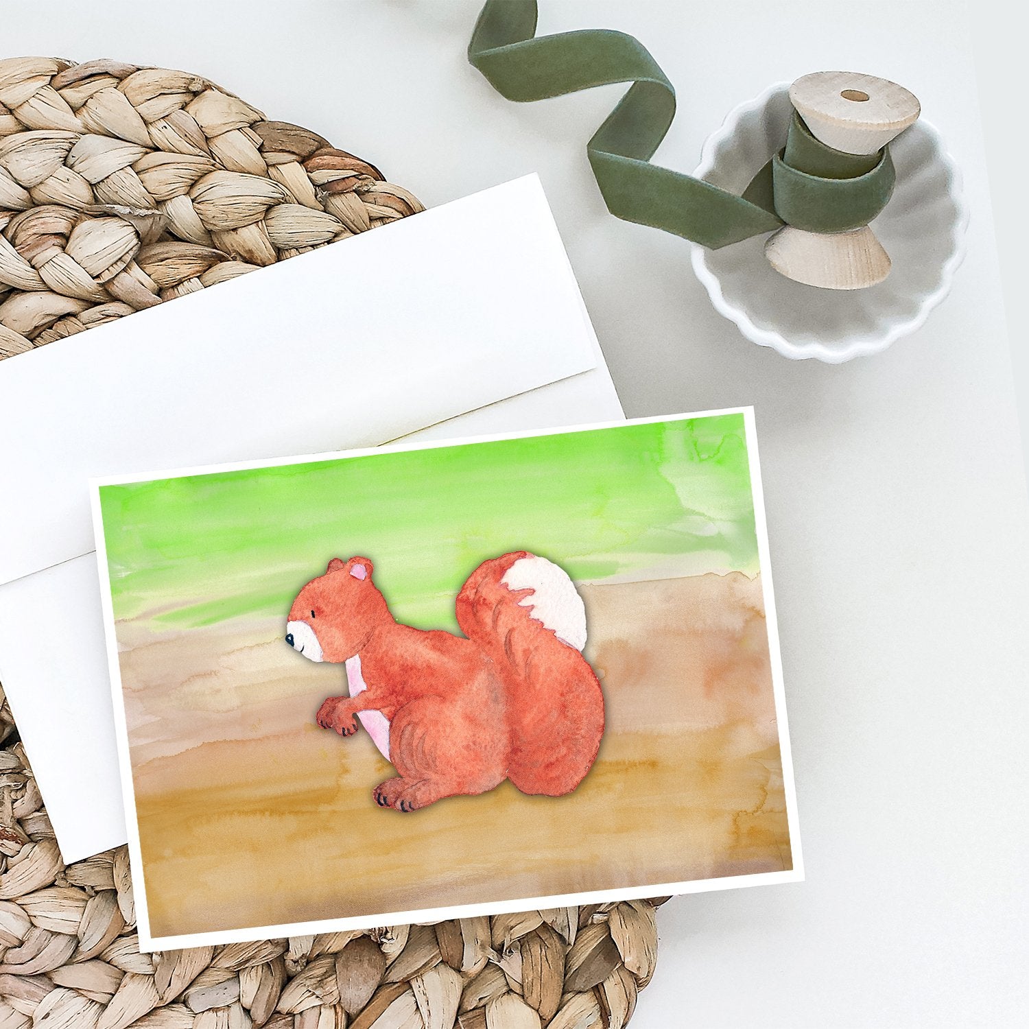 Squirrel Watercolor Greeting Cards and Envelopes Pack of 8 - the-store.com