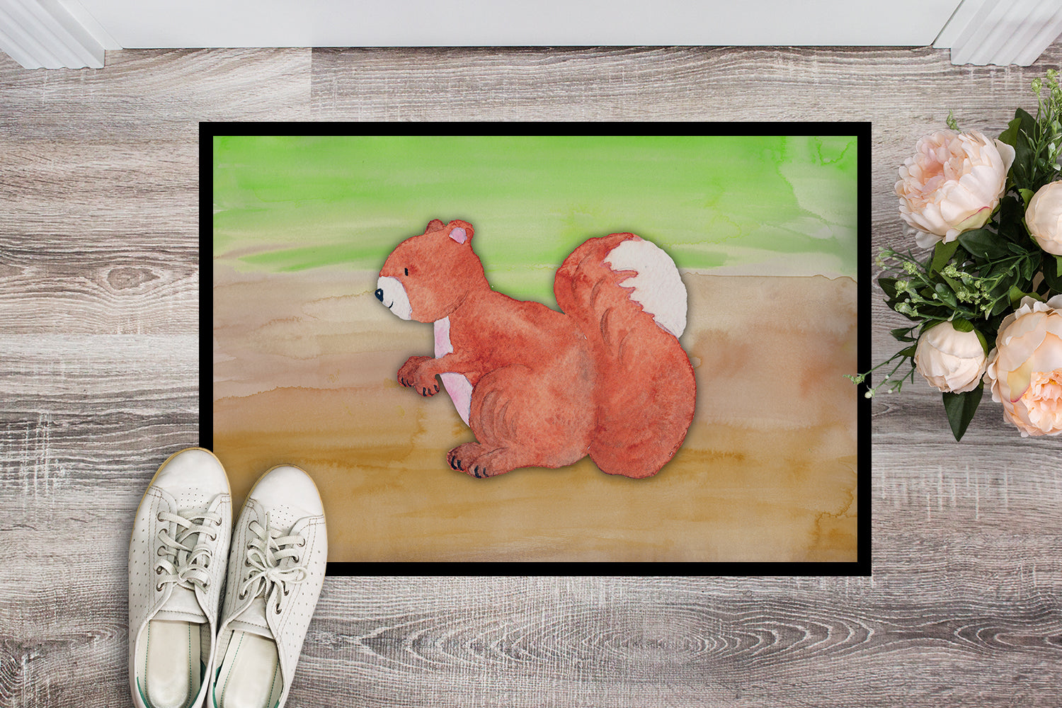 Squirrel Watercolor Indoor or Outdoor Mat 18x27 BB7431MAT - the-store.com