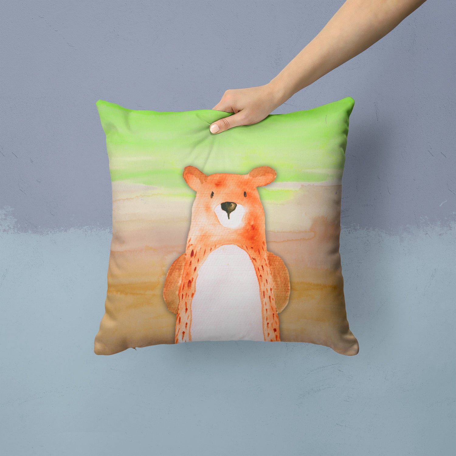 Bear Watercolor Fabric Decorative Pillow BB7434PW1414 - the-store.com