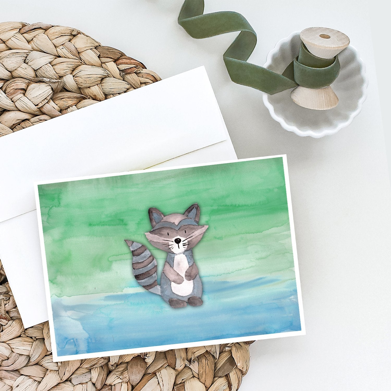Raccoon Watercolor Greeting Cards and Envelopes Pack of 8 - the-store.com