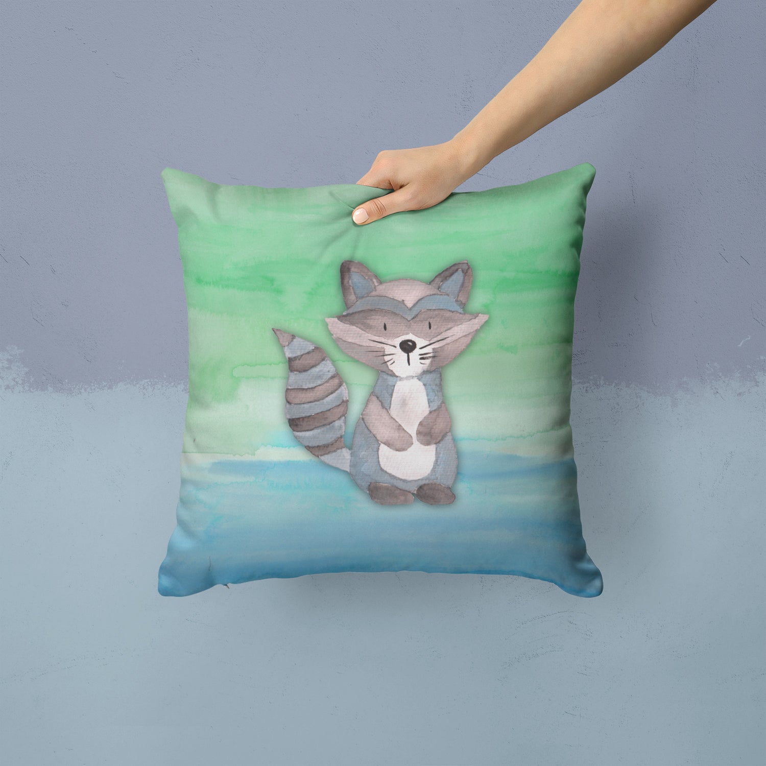 Raccoon Watercolor Fabric Decorative Pillow BB7438PW1414 - the-store.com