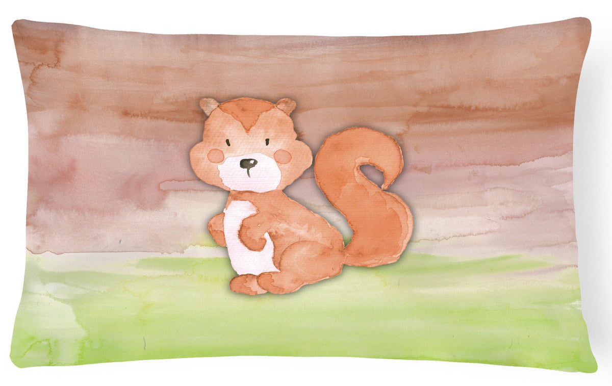 Squirrel Watercolor Canvas Fabric Decorative Pillow BB7439PW1216 by Caroline&#39;s Treasures