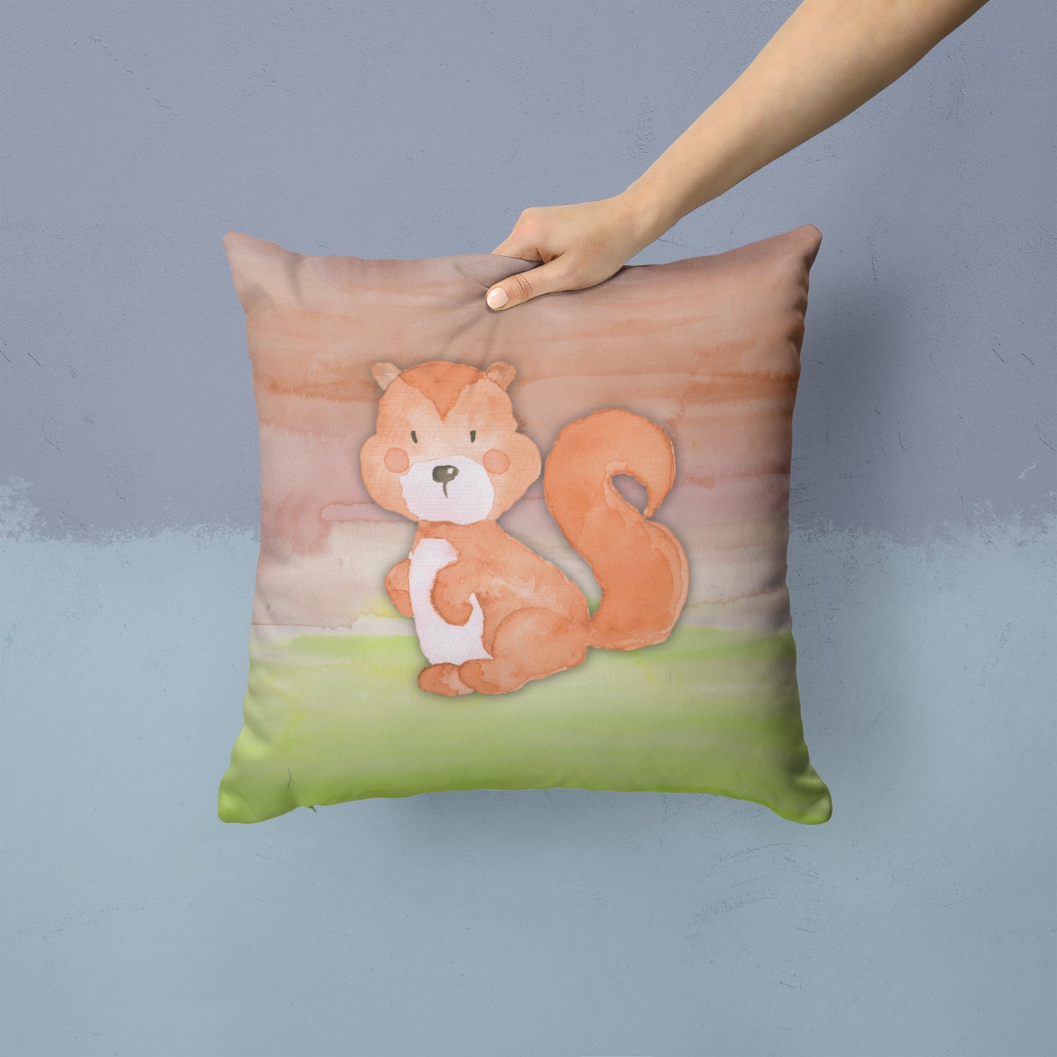 Squirrel Watercolor Fabric Decorative Pillow BB7439PW1414 - the-store.com