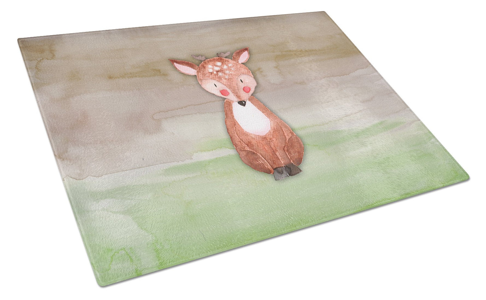 Baby Deer Watercolor Glass Cutting Board Large BB7442LCB by Caroline's Treasures