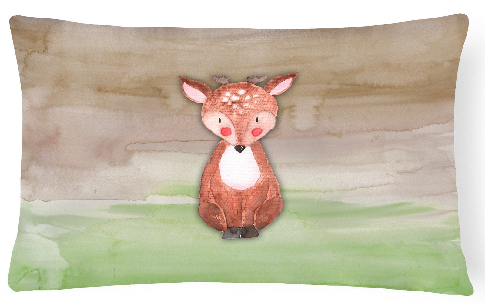 Baby Deer Watercolor Canvas Fabric Decorative Pillow BB7442PW1216 by Caroline's Treasures