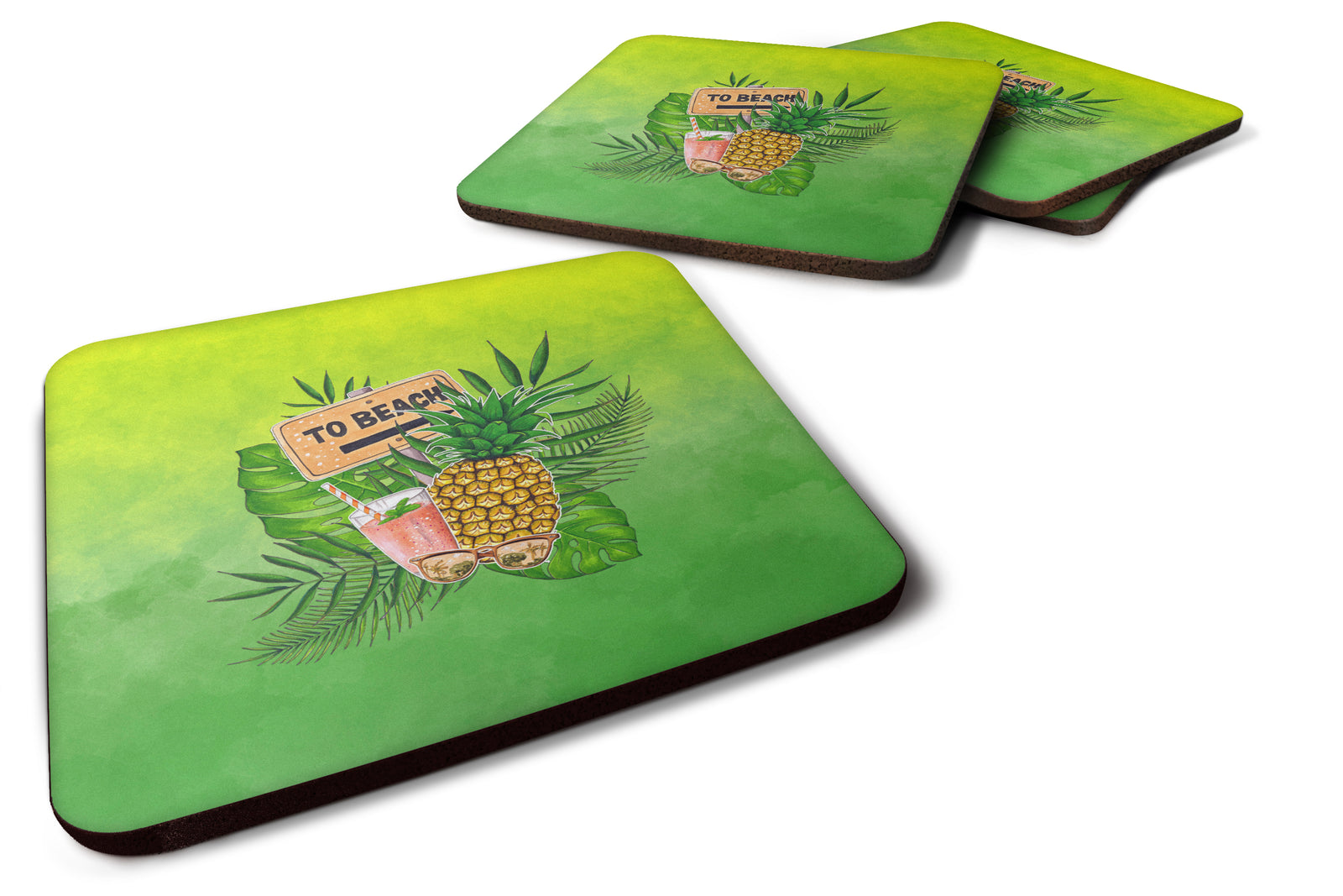 To the Beach Summer Foam Coaster Set of 4 BB7450FC - the-store.com