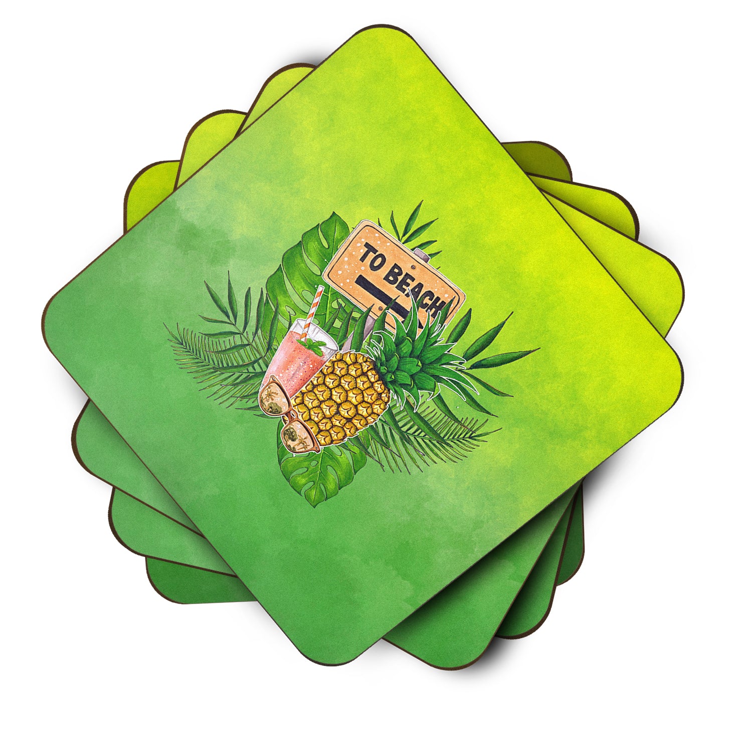 To the Beach Summer Foam Coaster Set of 4 BB7450FC - the-store.com